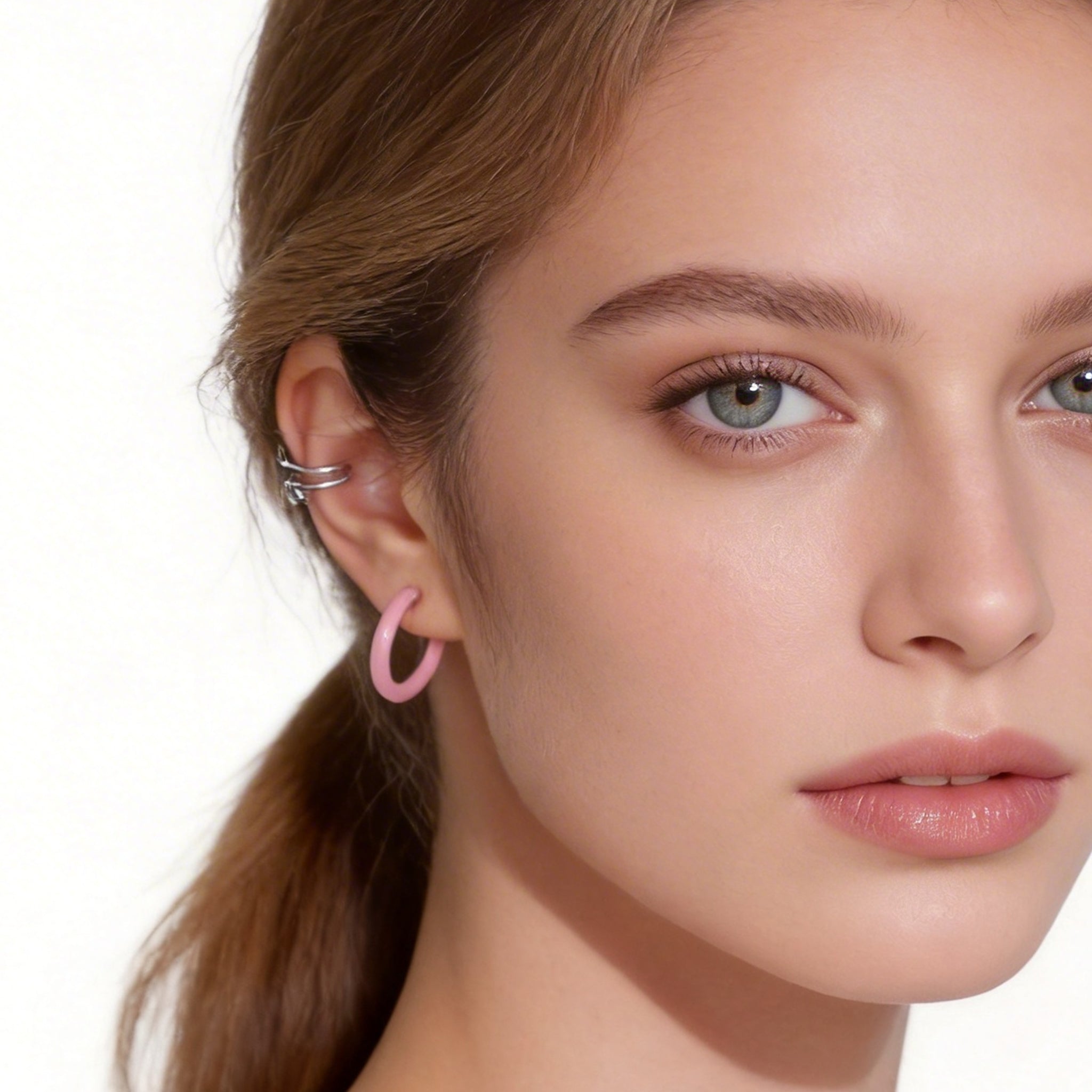 ダスティピンク キャンディチューブ クリップオン フープイヤリング