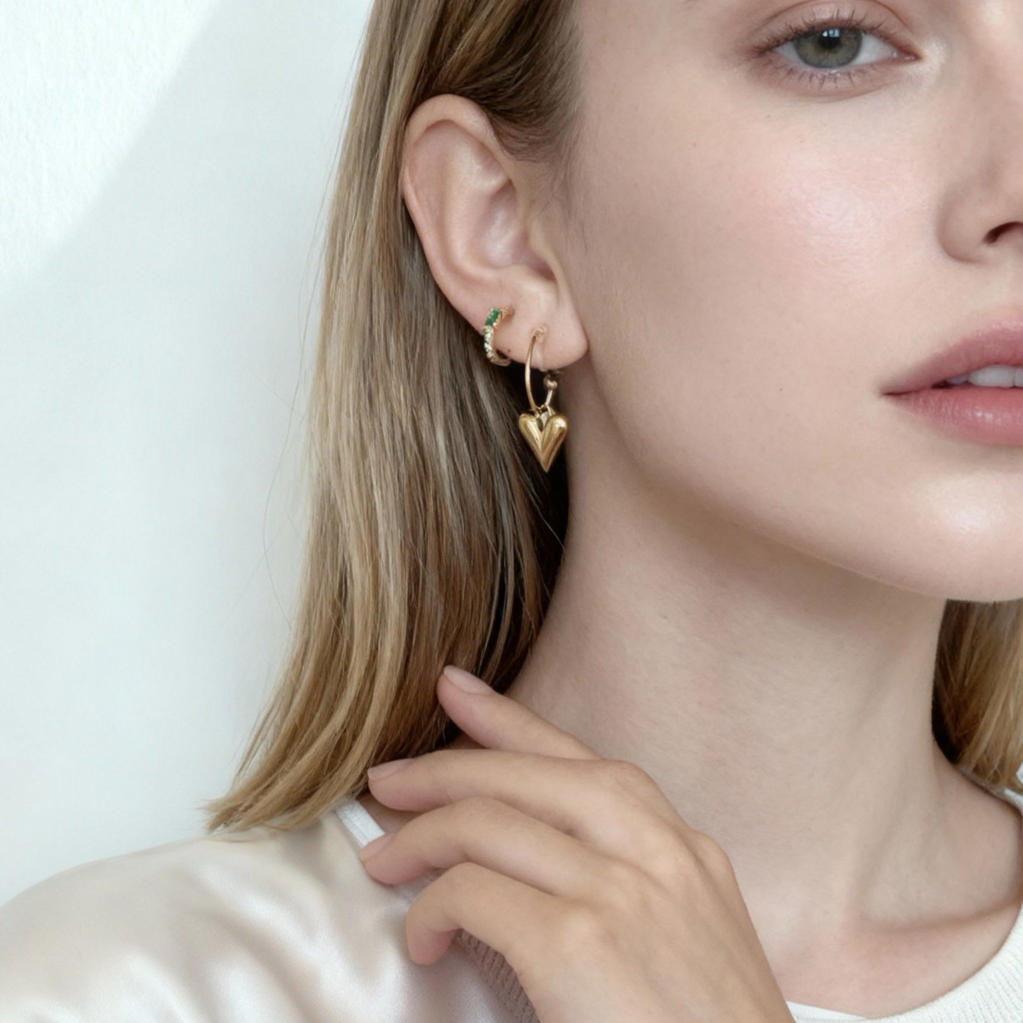 Heart Clip-On Chain Earrings