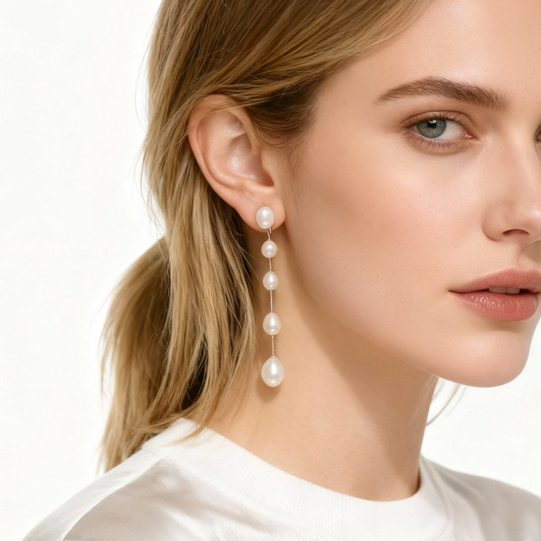 Silver Pearldangle clip-on earrings by SOMIY – pain-free non-pierced jewelry for everyday wear