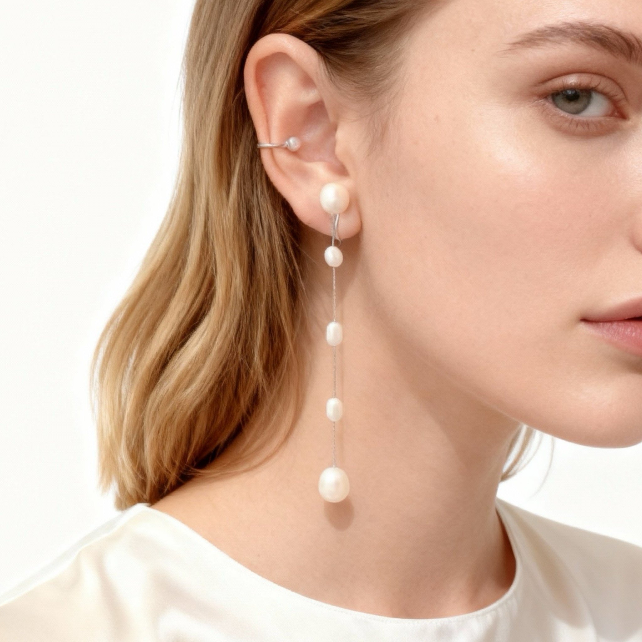 5-pärl graderade droppklipsörhängen