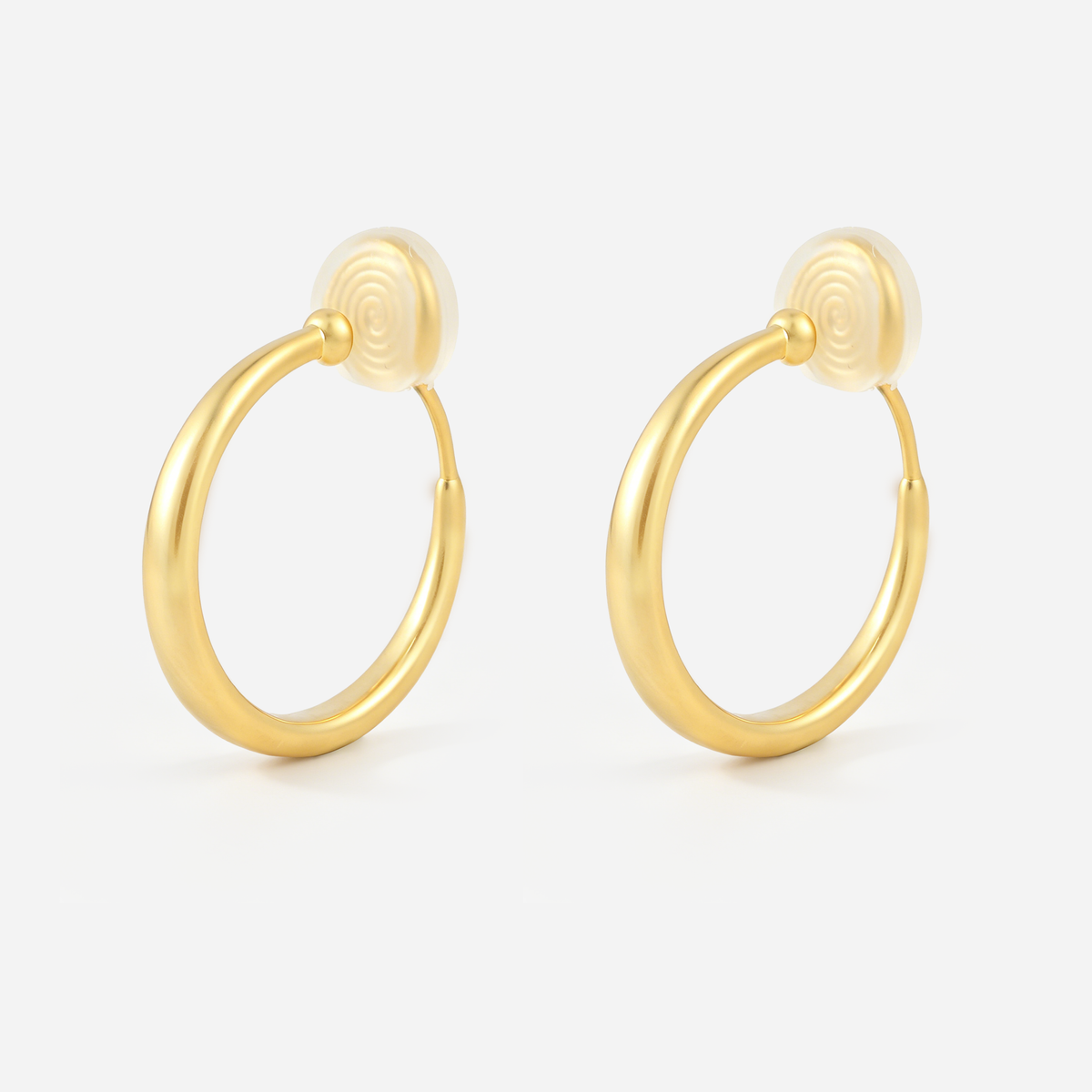 Matte Hoop Clip-On Earrings in gold by SOMIY