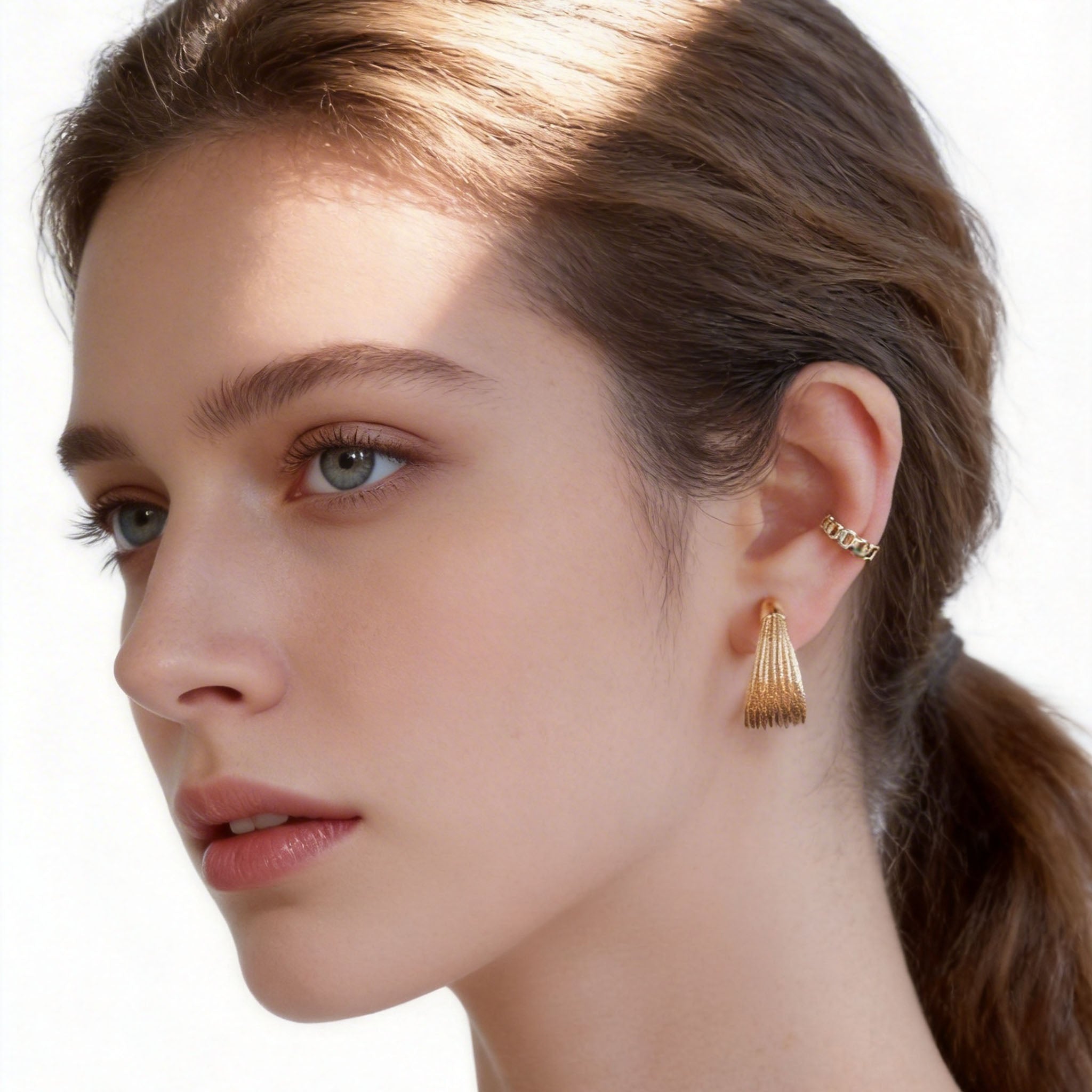 Polished Flat Clip-On Hoop Earrings in gold and silver by SOMIY for non-pierced ears.