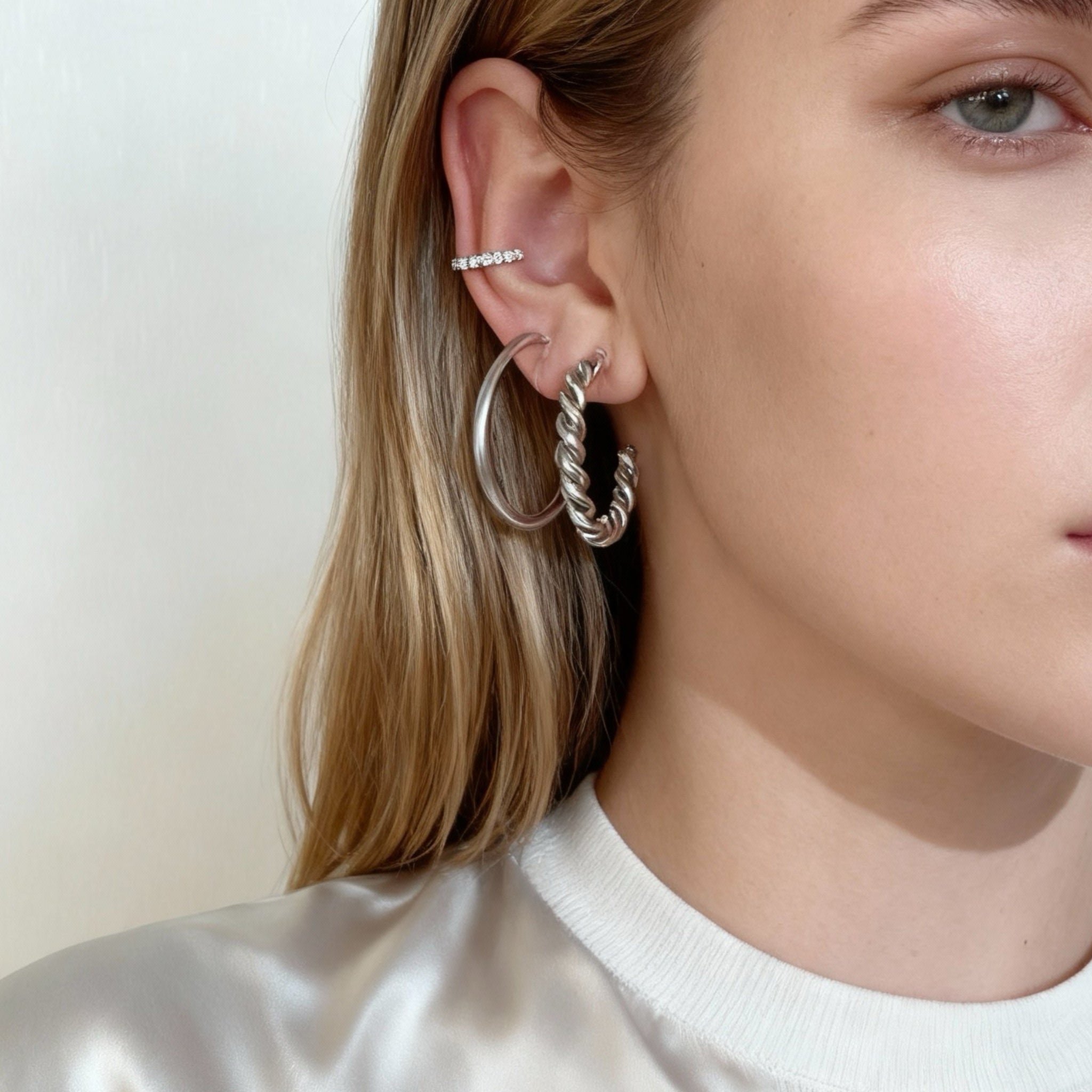 Medium Spiral Clip-On Hoop Earrings