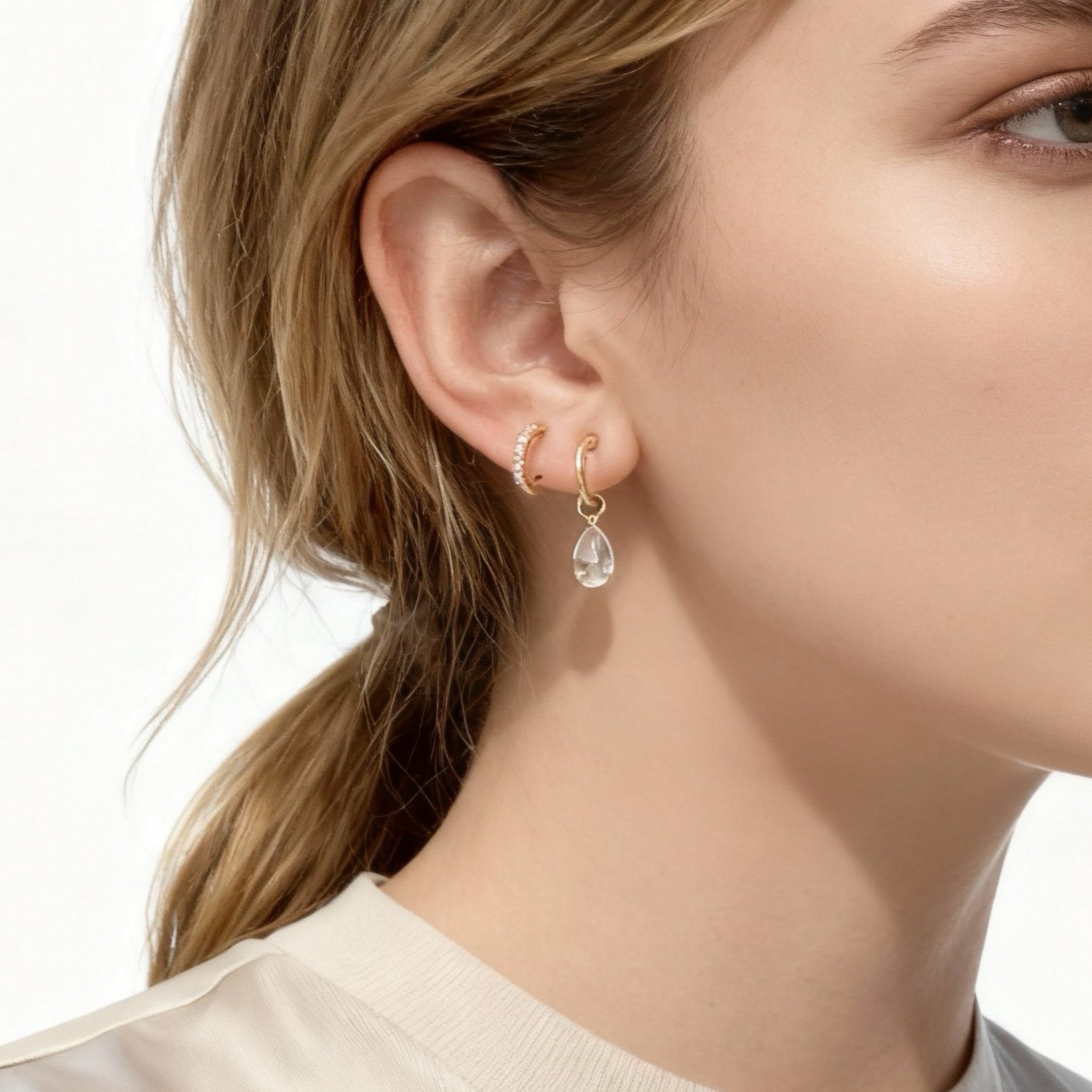 Diamantörhängen med hängsmycke - Tredelat set