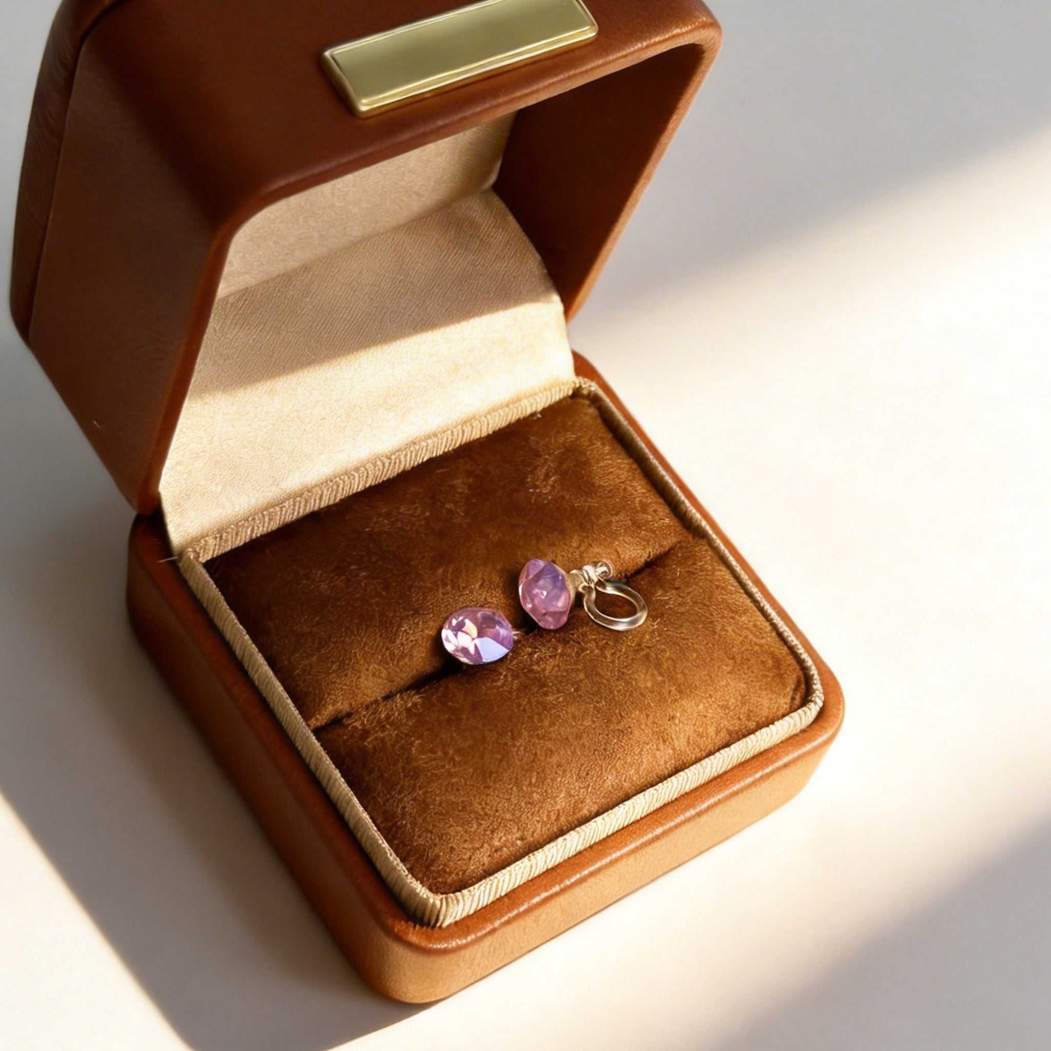 Blush Champagne Crystal Clip-On Stud Earrings