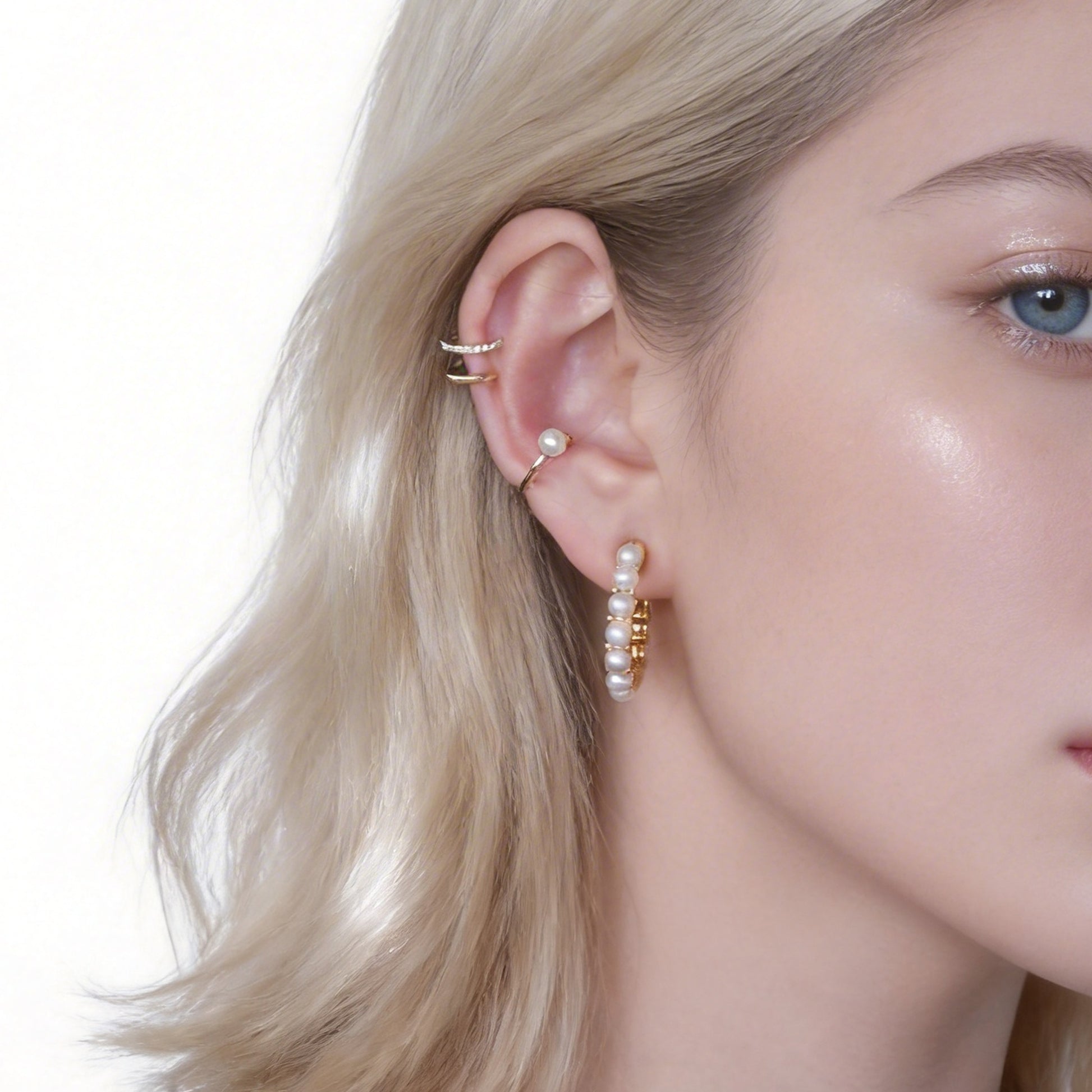 Lustrous Pearl Polished Hoop Clip-On Earrings image 4 by SOMIY