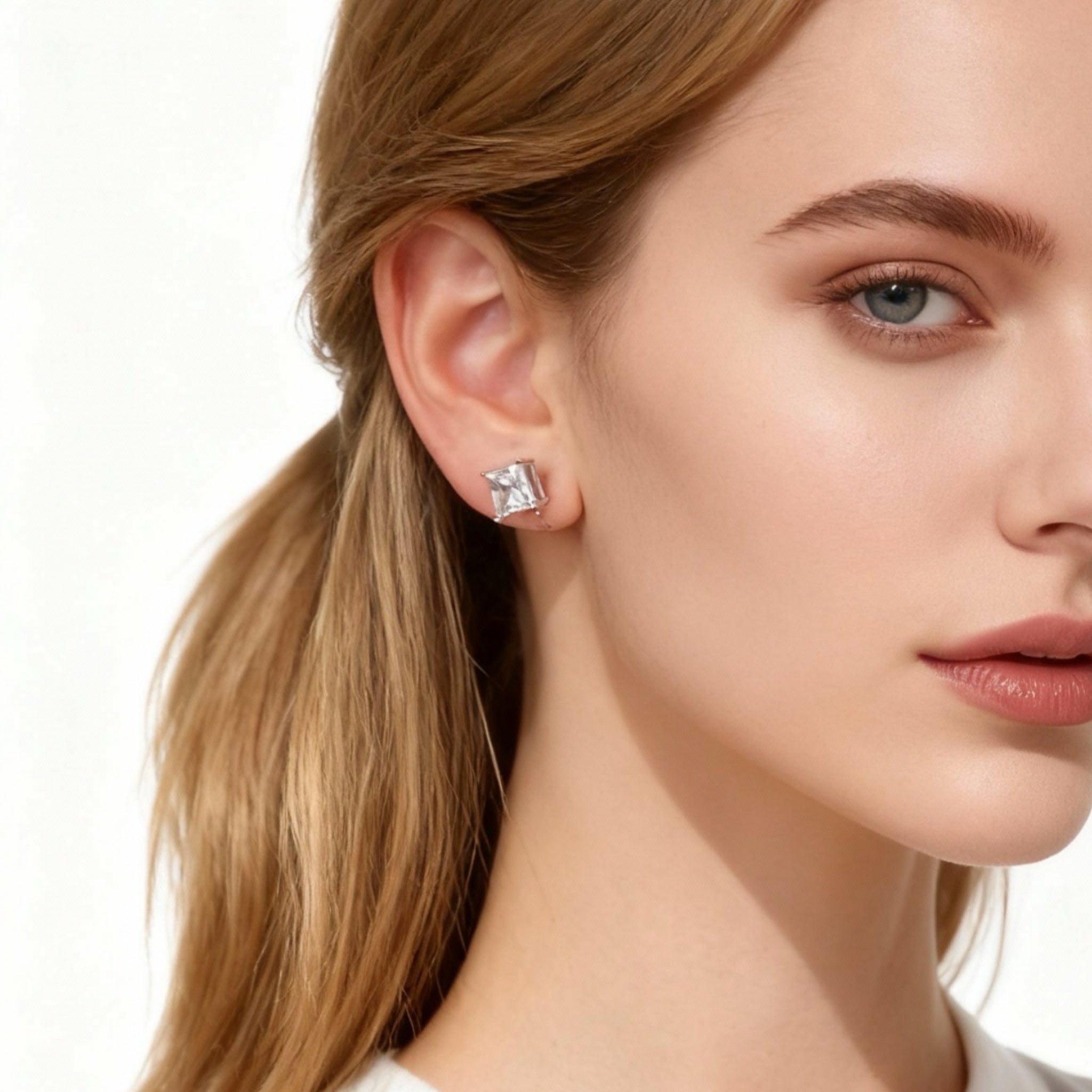 Fyrkantiga diamantörhängen med clips