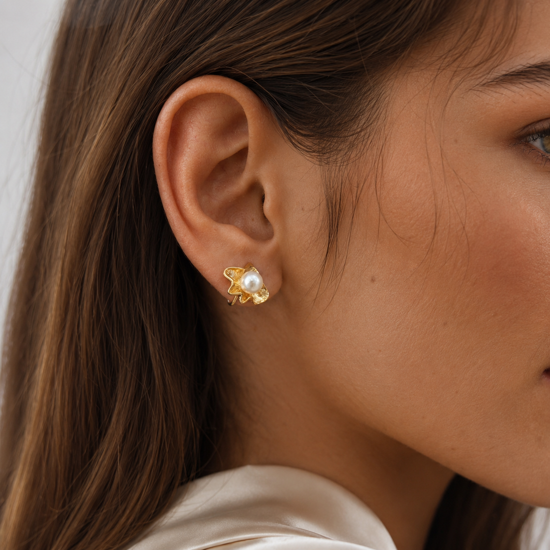 Textured Pearl Clip-On Stud Earrings