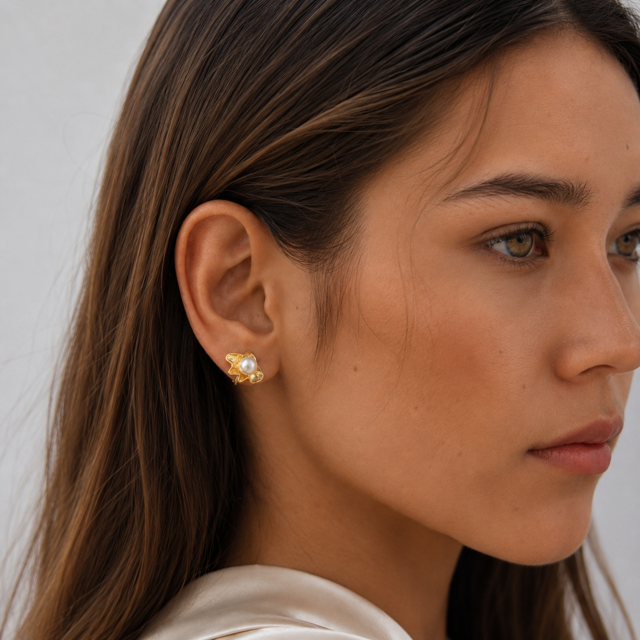 Textured Pearl Clip-On Stud Earrings