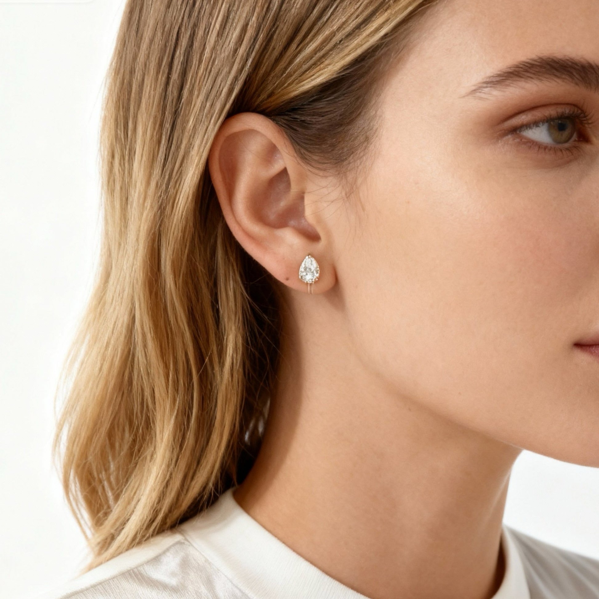 S925 Sterling Silver Drop Diamond Clip-On Stud Earrings for non-pierced ears – SOMIY