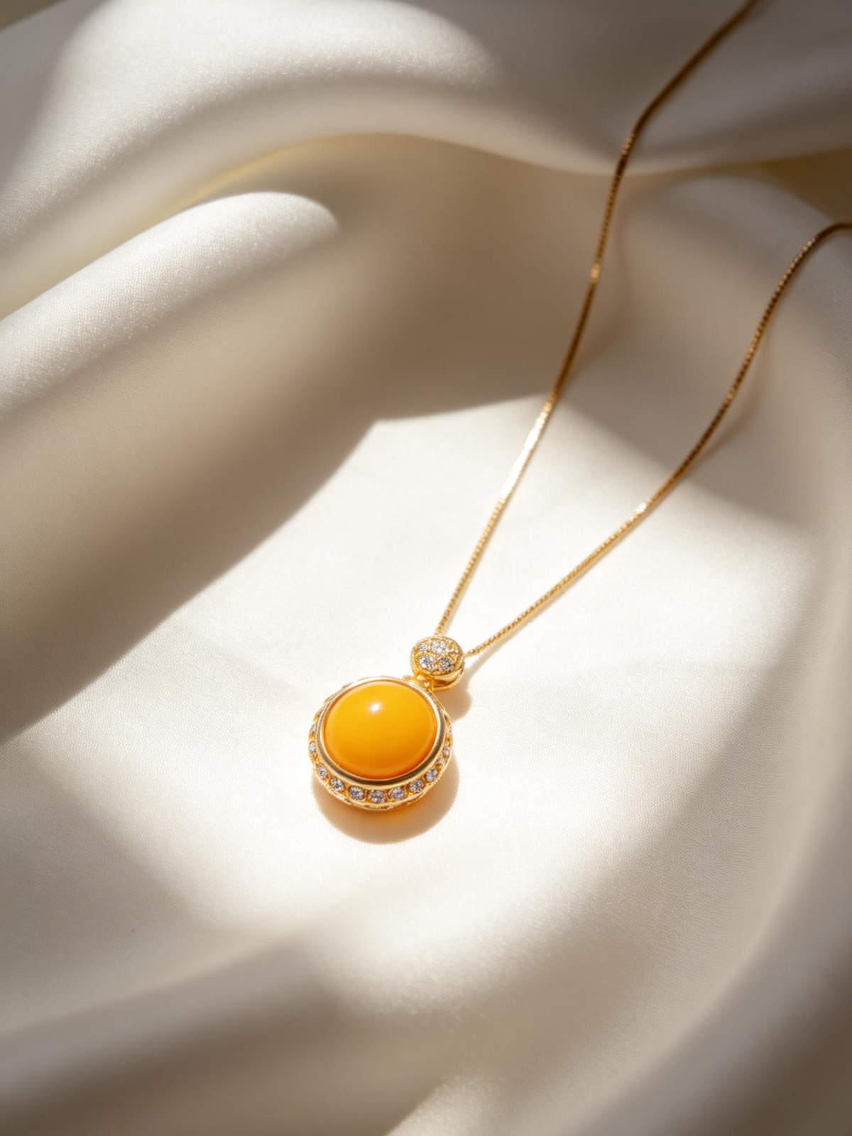 Glistening Petal Butterscotch Amber Necklace