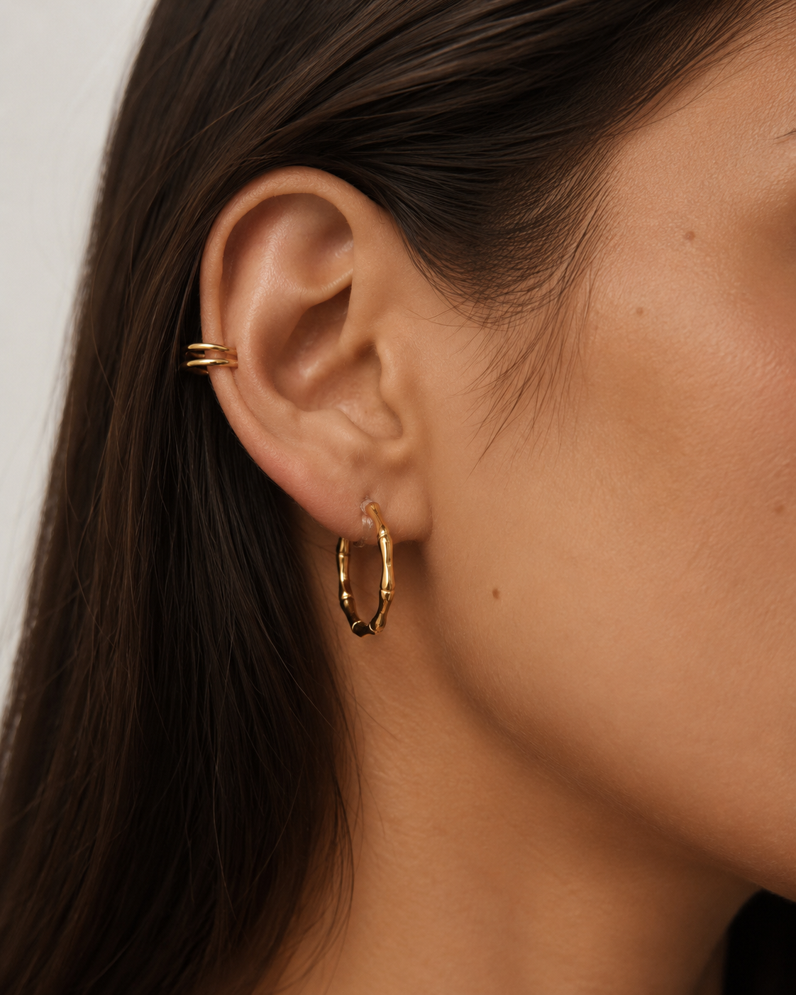 Sculpted Segment Clip-On Hoop Earrings