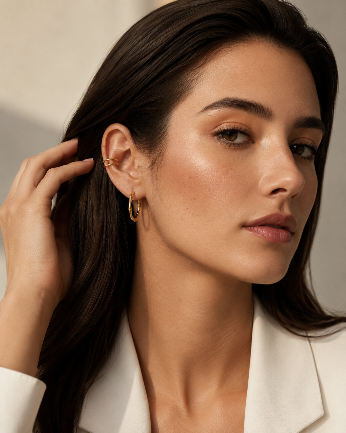 Sculpted Segment Clip-On Hoop Earrings