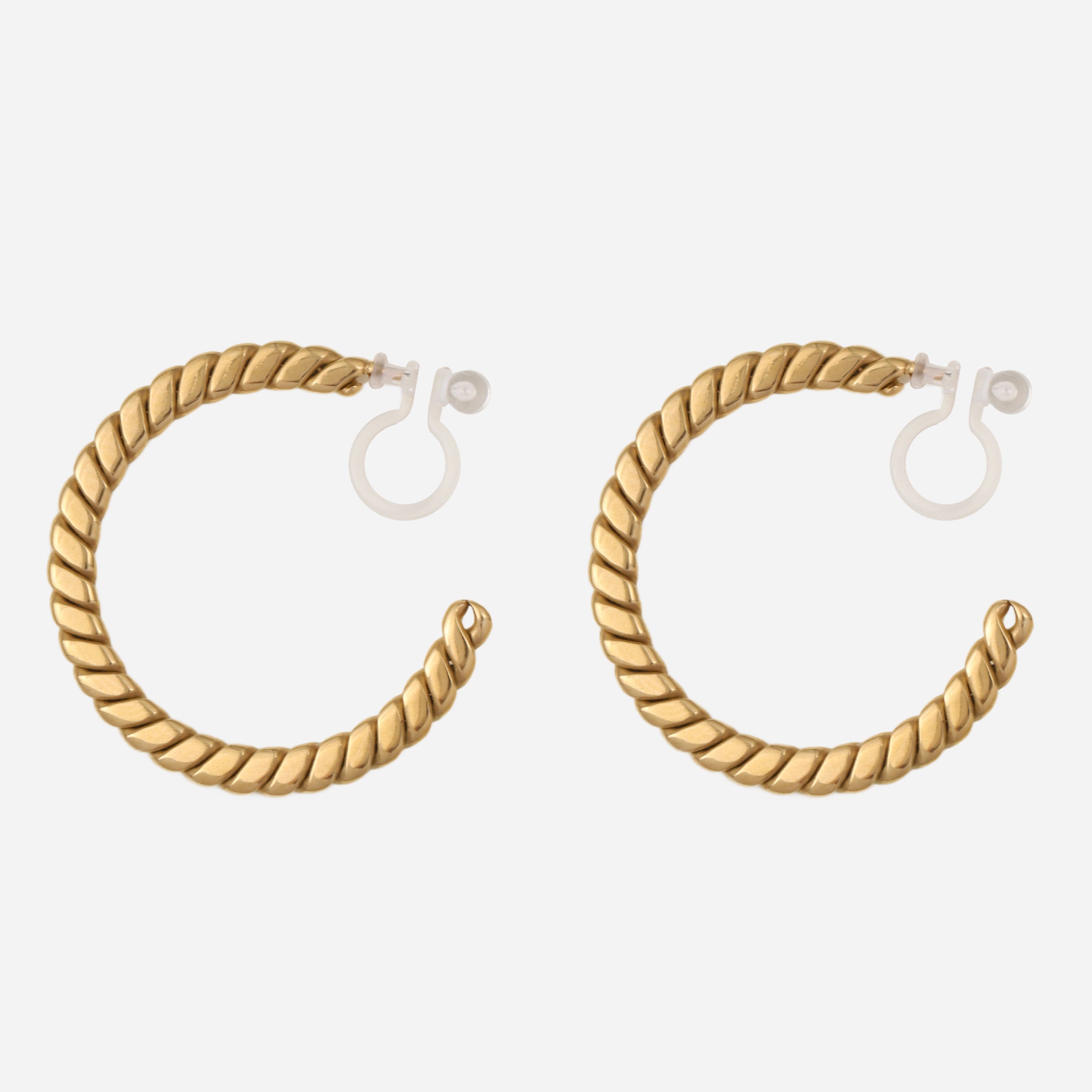 flat twist Clip-On Hoop Earrings - Gold