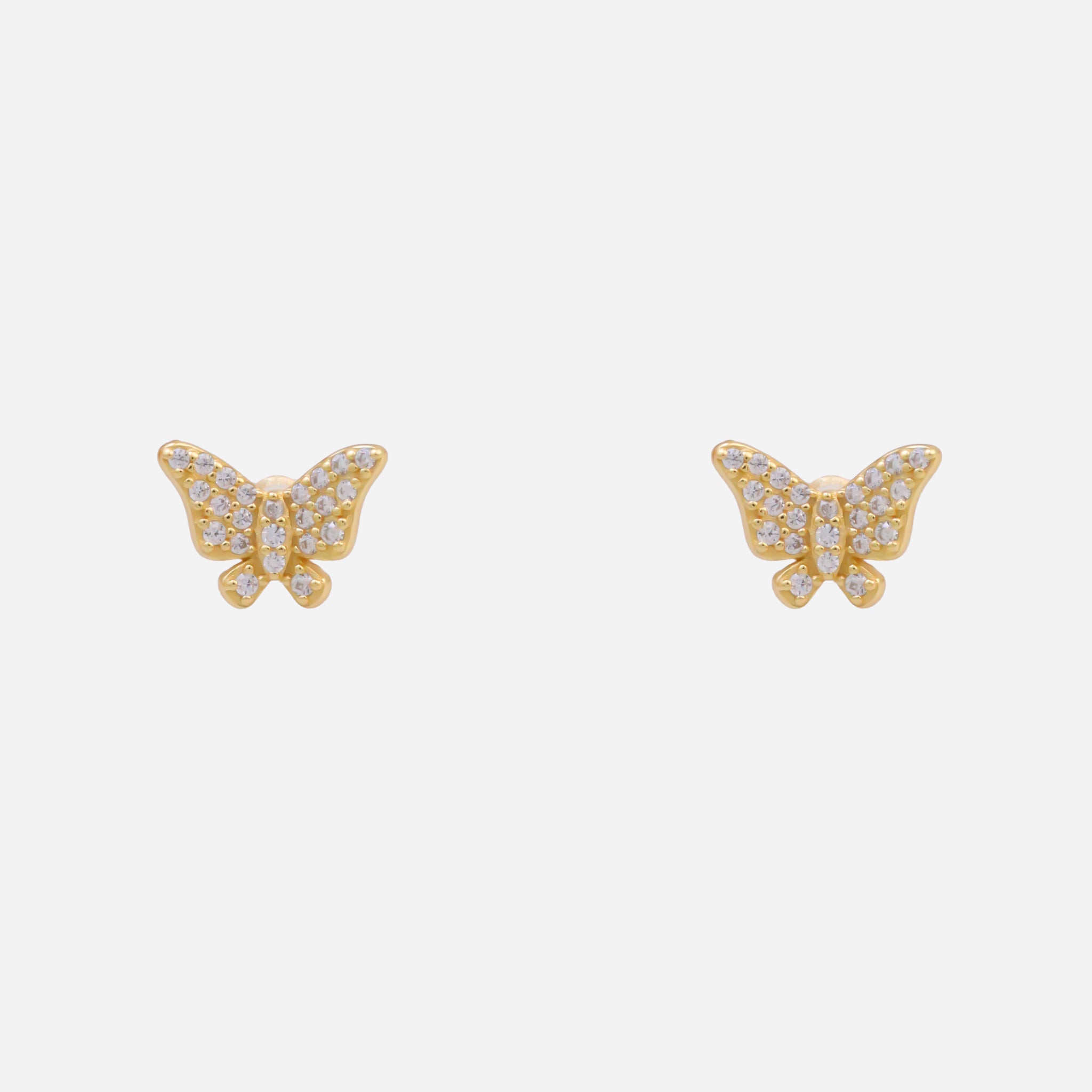 Diamond Butterfly Clip-On Stud Earrings