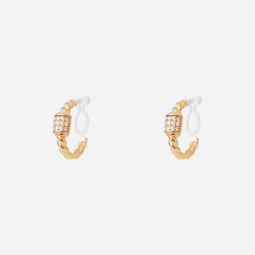 Diamond-set twisted braid Clip-on Stud Earrings