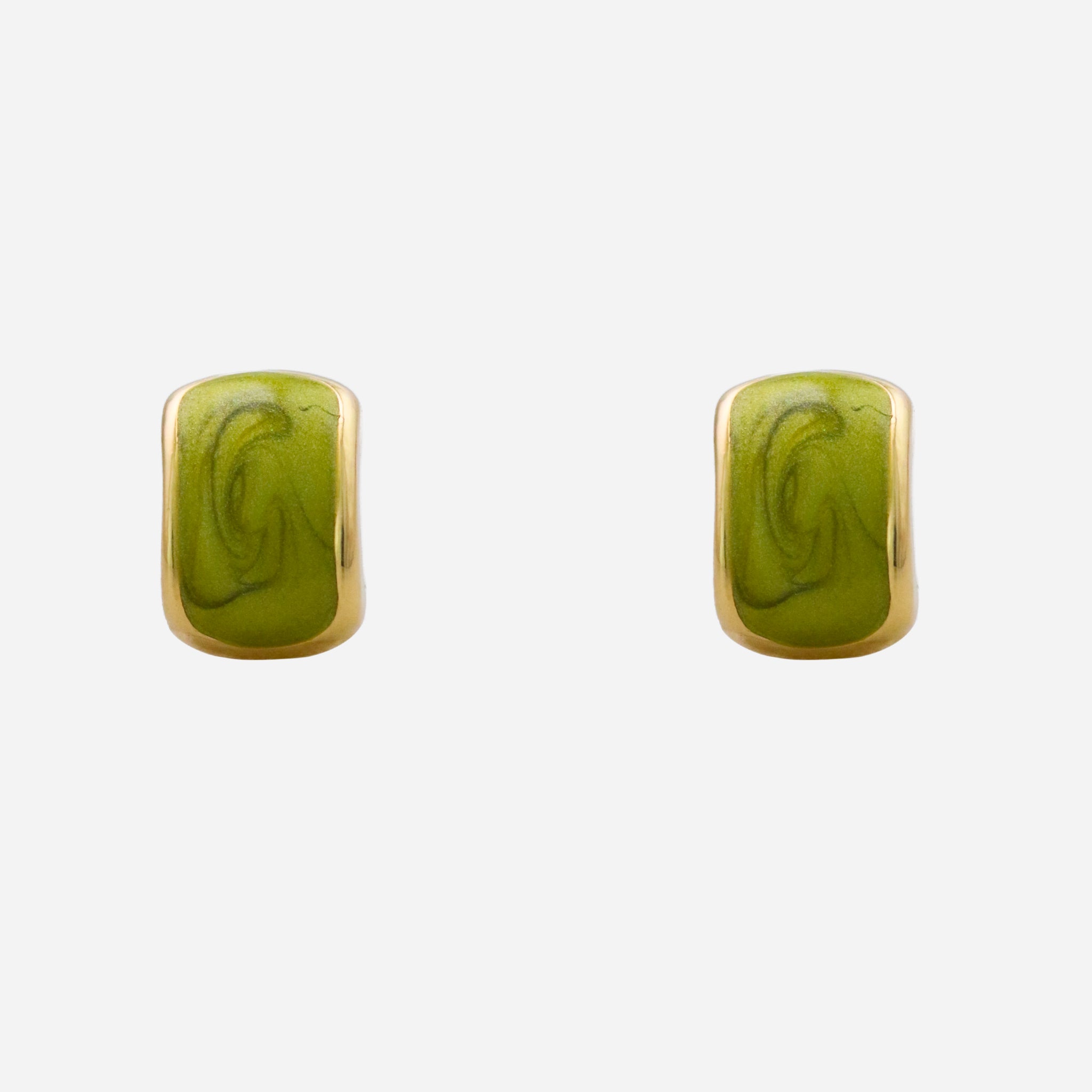 Greener oil drop Clip-On Stud Earrings - Gold