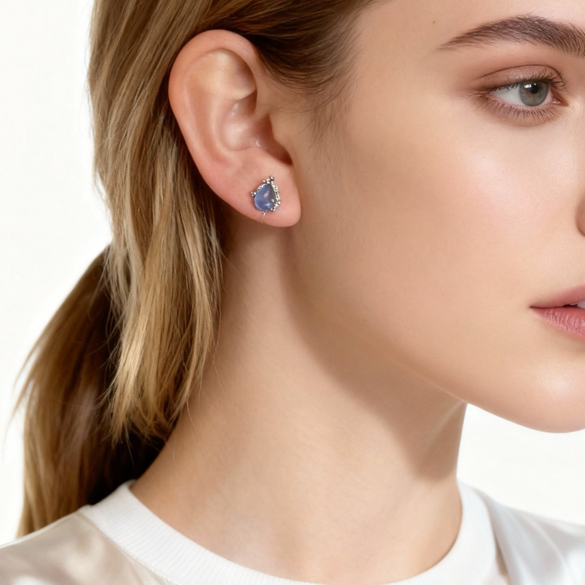 925 Sterling Silver Drop Clip-On Stud Earrings-Silver