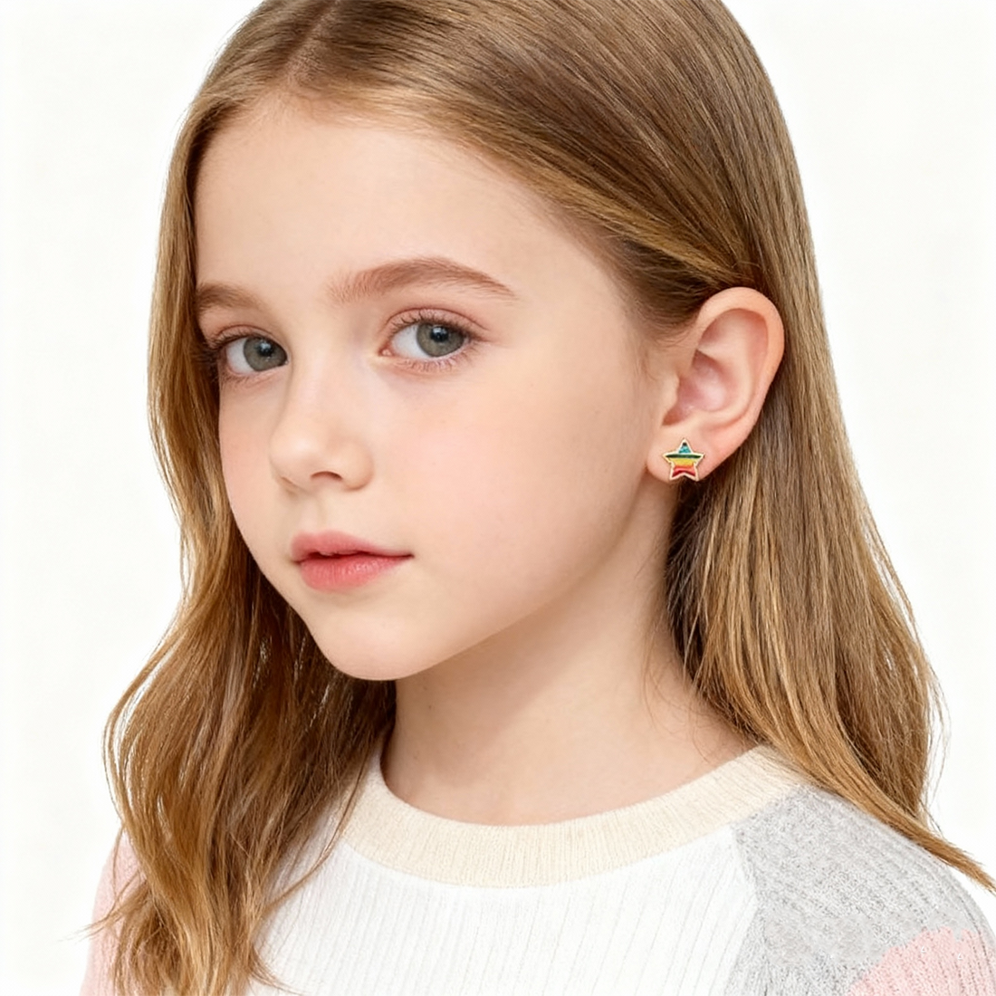 Regenboog ster schattige clip oorbellen