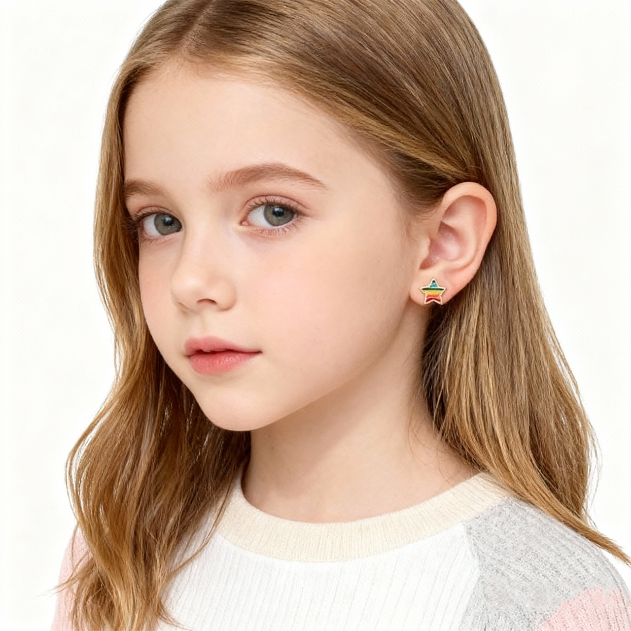 Regenboog ster schattige clip oorbellen