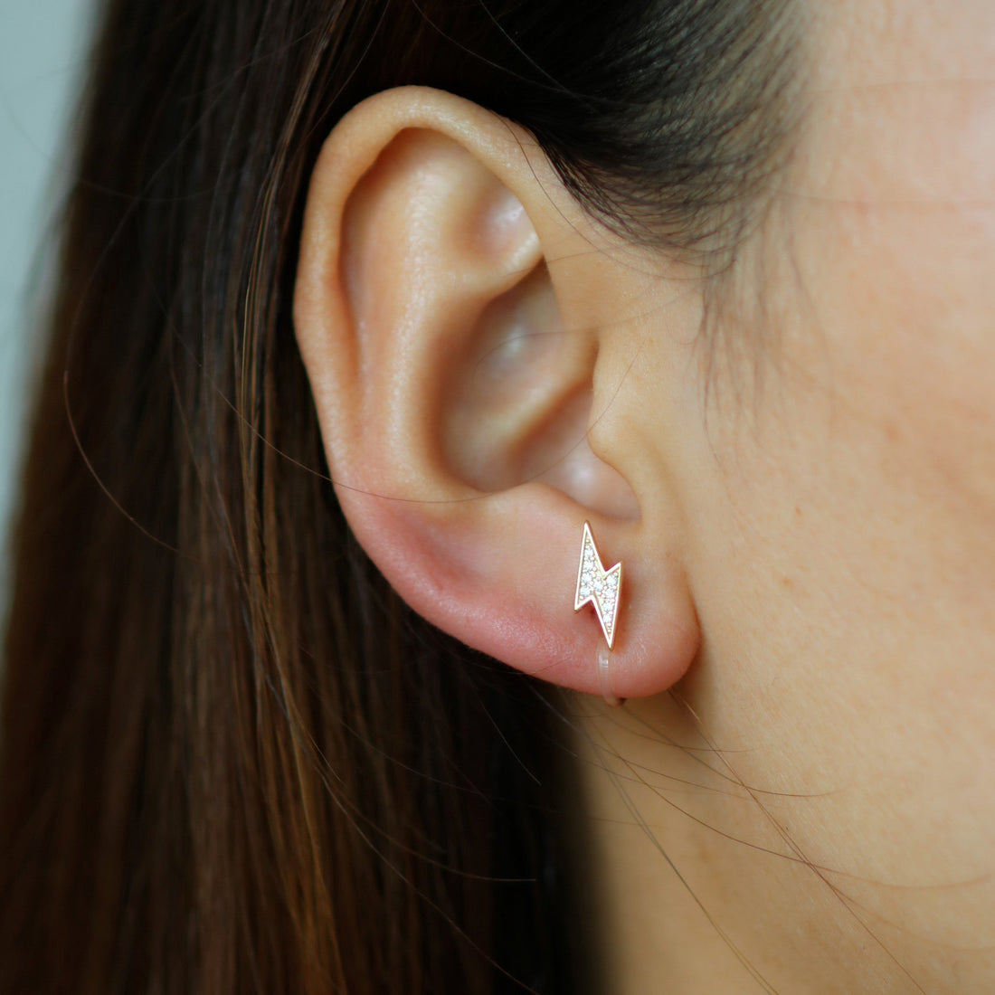 Diamond-set lightning bolt Clip-On Stud Earrings - SOMIY