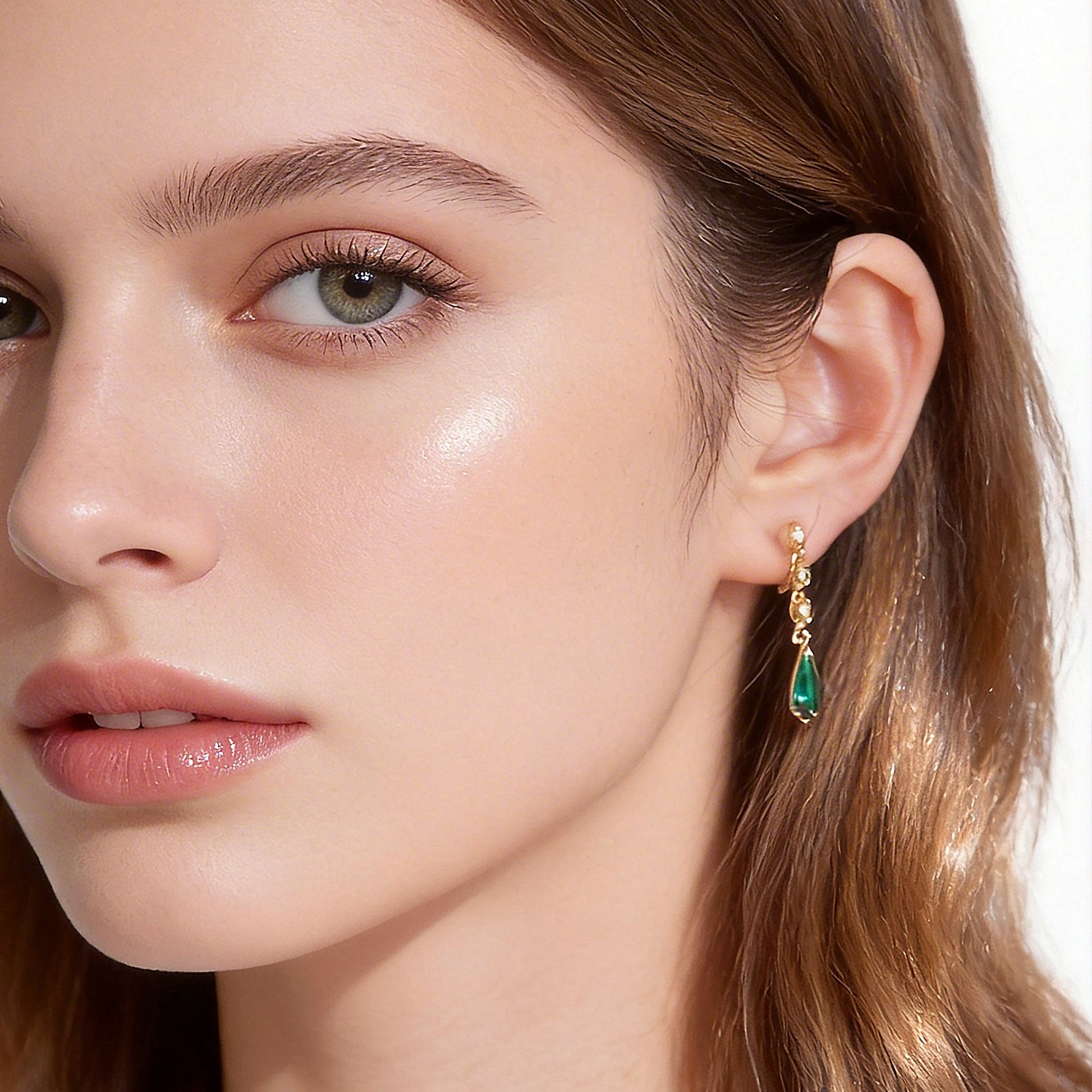 Radiant Rainbow Diamond-Set Slim Drop Clip-On Earrings image 3 by SOMIY