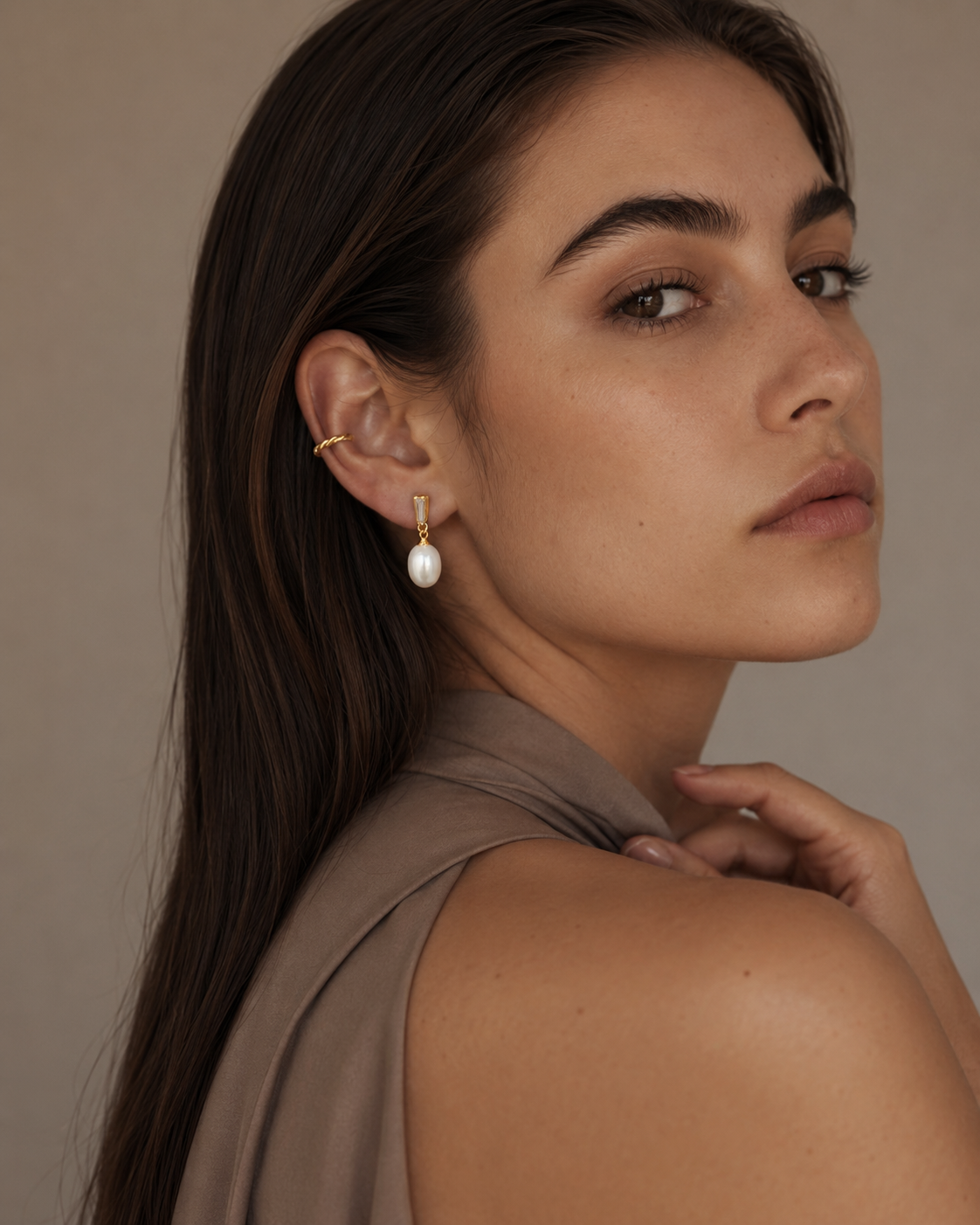 Crystal Bar Pearl Clip-On Drop Earrings