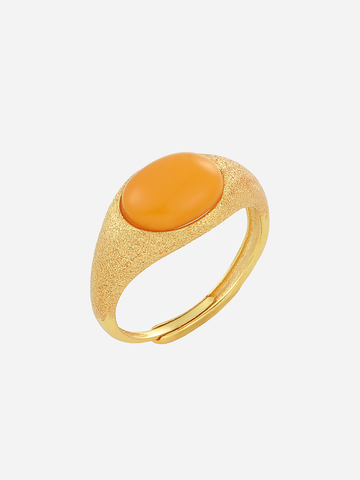 Gilded Sand Butterscotch Amber Signet Ring