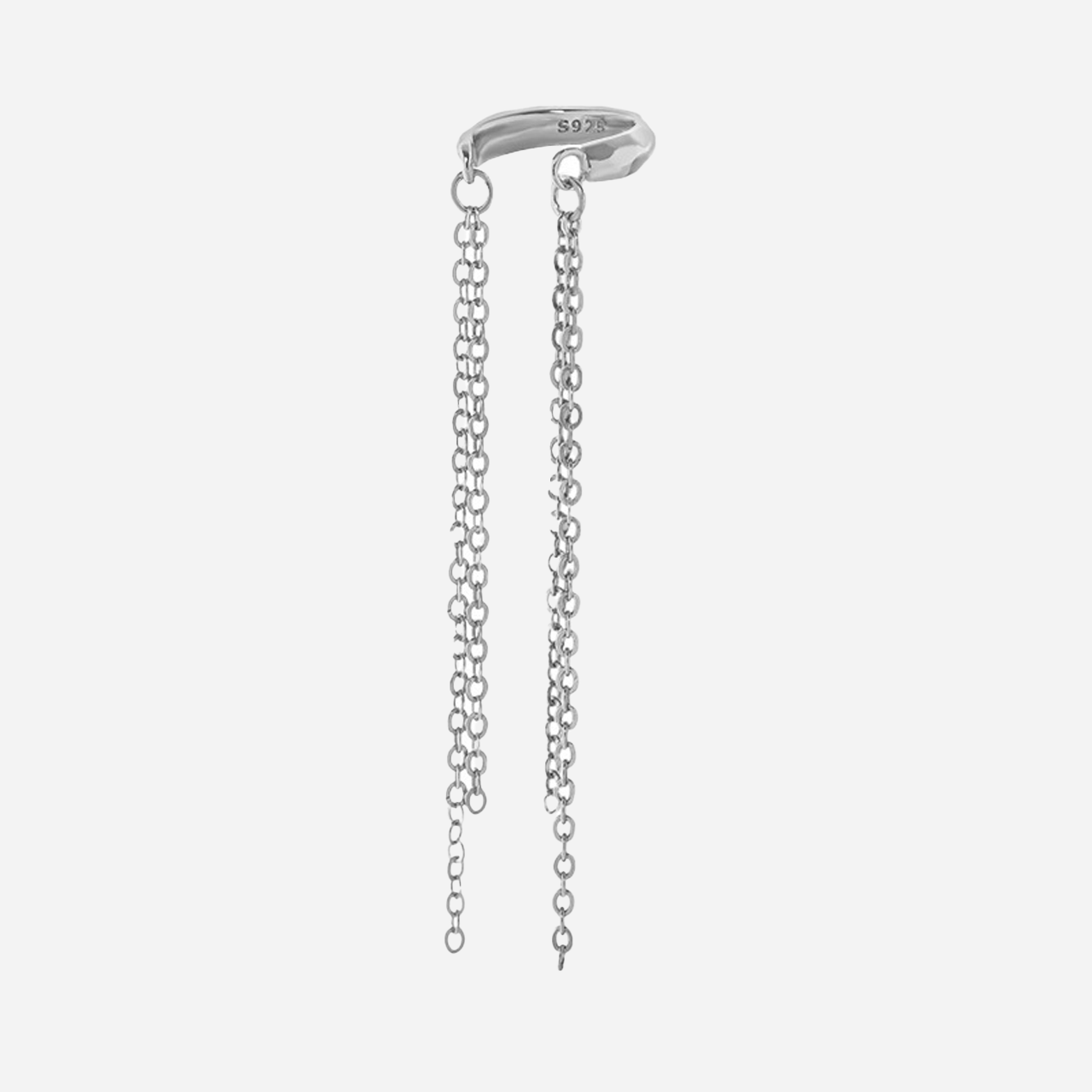 S925 Sterling Silver Long Chain with Fringe Ear Cuff