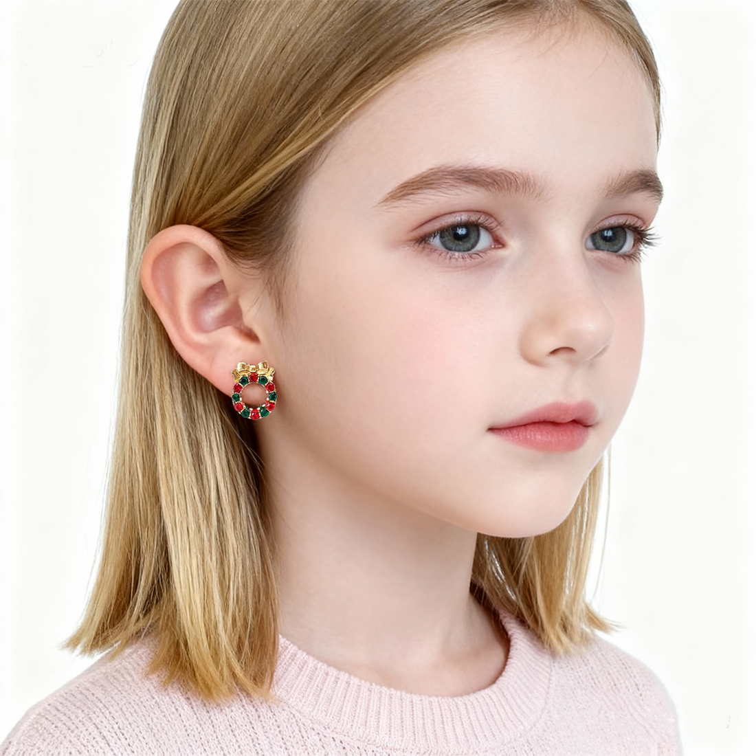Cute Christmas Wreath Clip-On Earrings for Girls for non-pierced ears – SOMIY