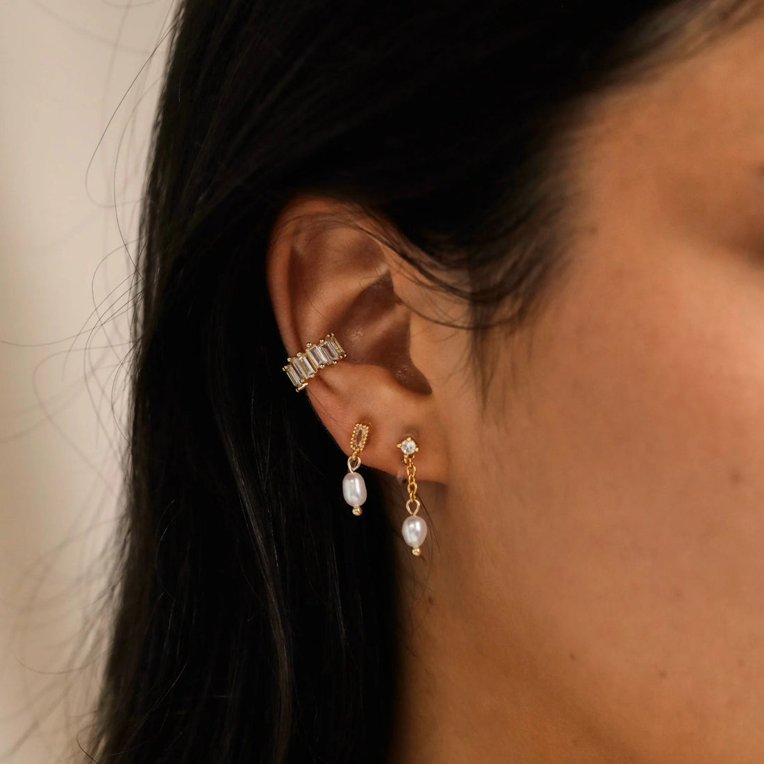Chain Drop Pearl Clip-On Earrings - SOMIY