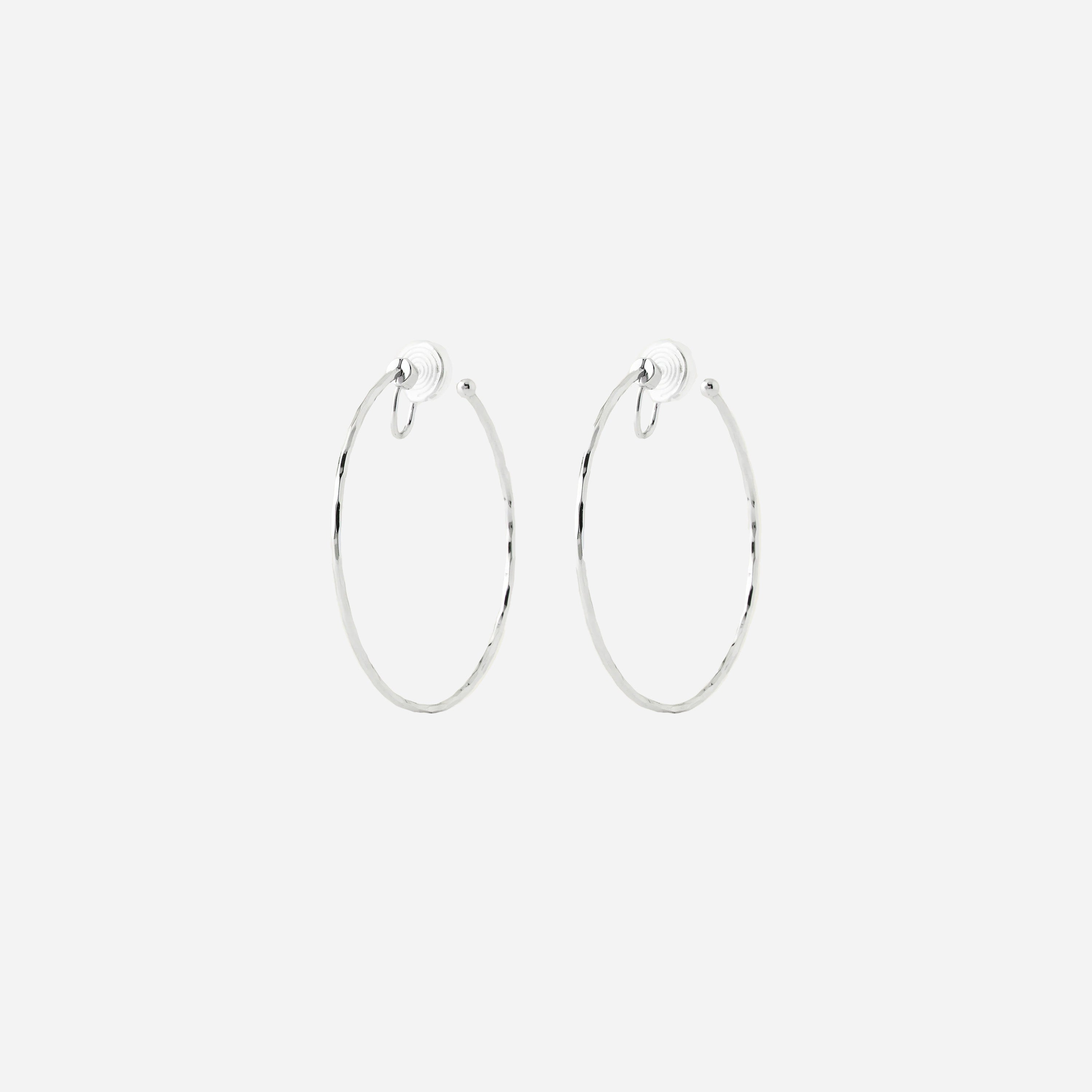 Medium Thin Hammered Hoop Clip On Earrings - SOMIY