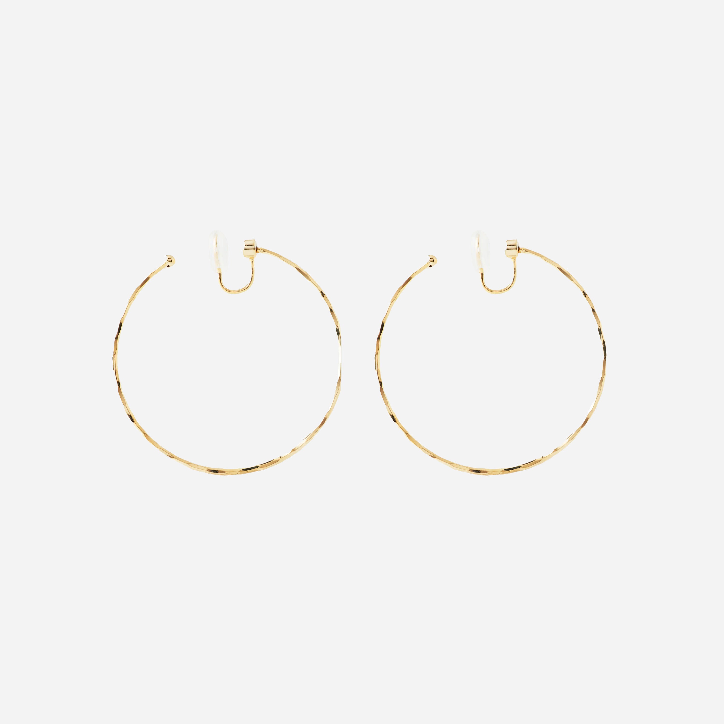 Medium Thin Hammered Hoop Clip On Earrings - SOMIY