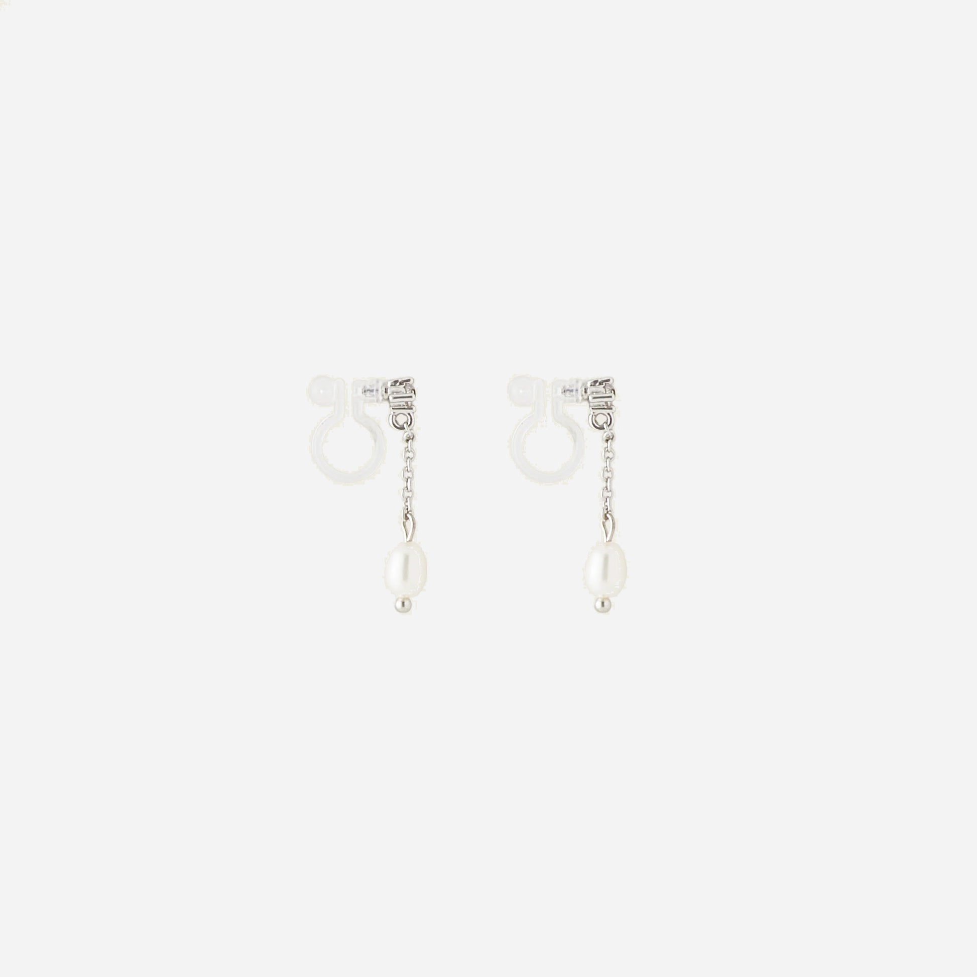 Chain Drop Pearl Clip-On Earrings - SOMIY
