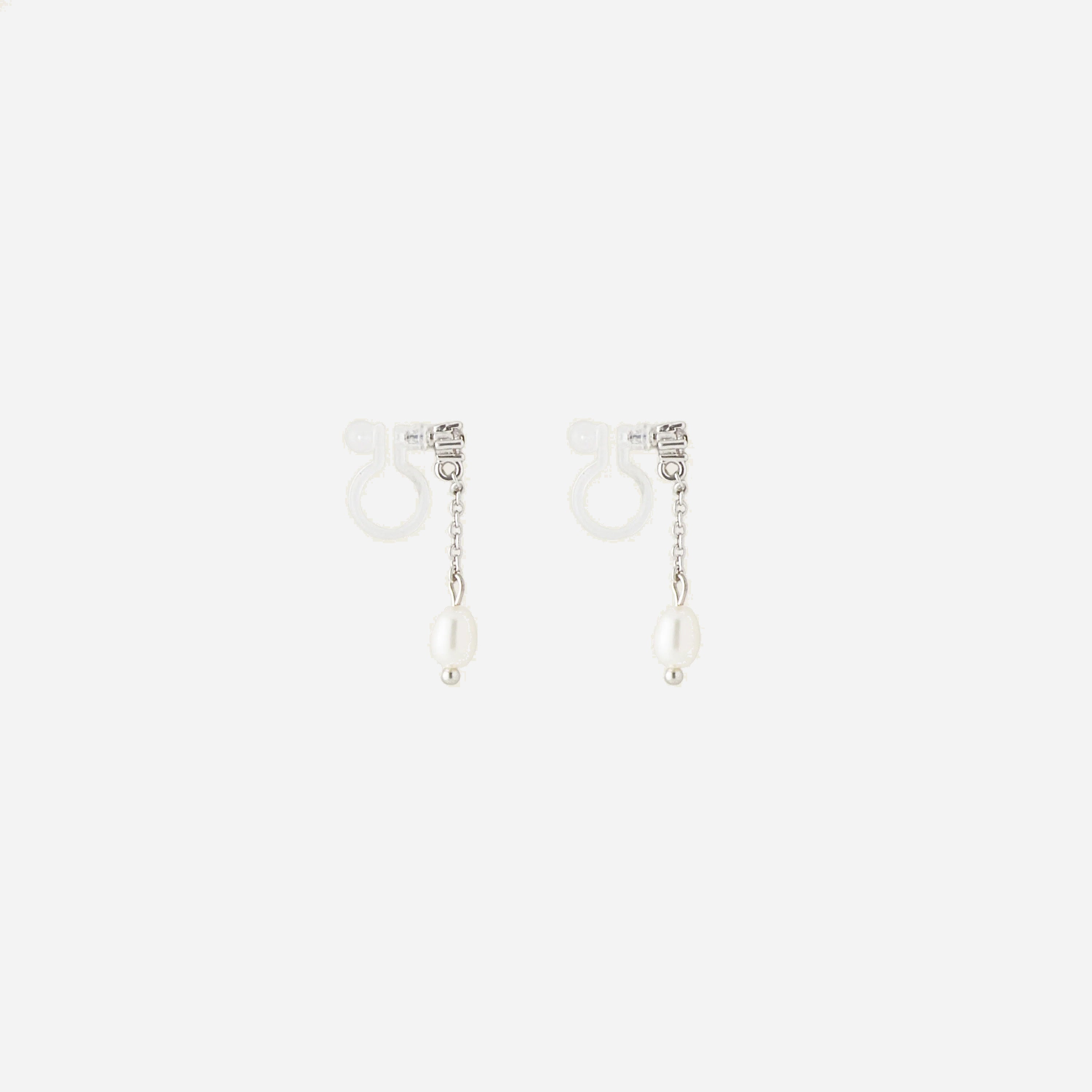 Chain Drop Pearl Clip-On Earrings - SOMIY