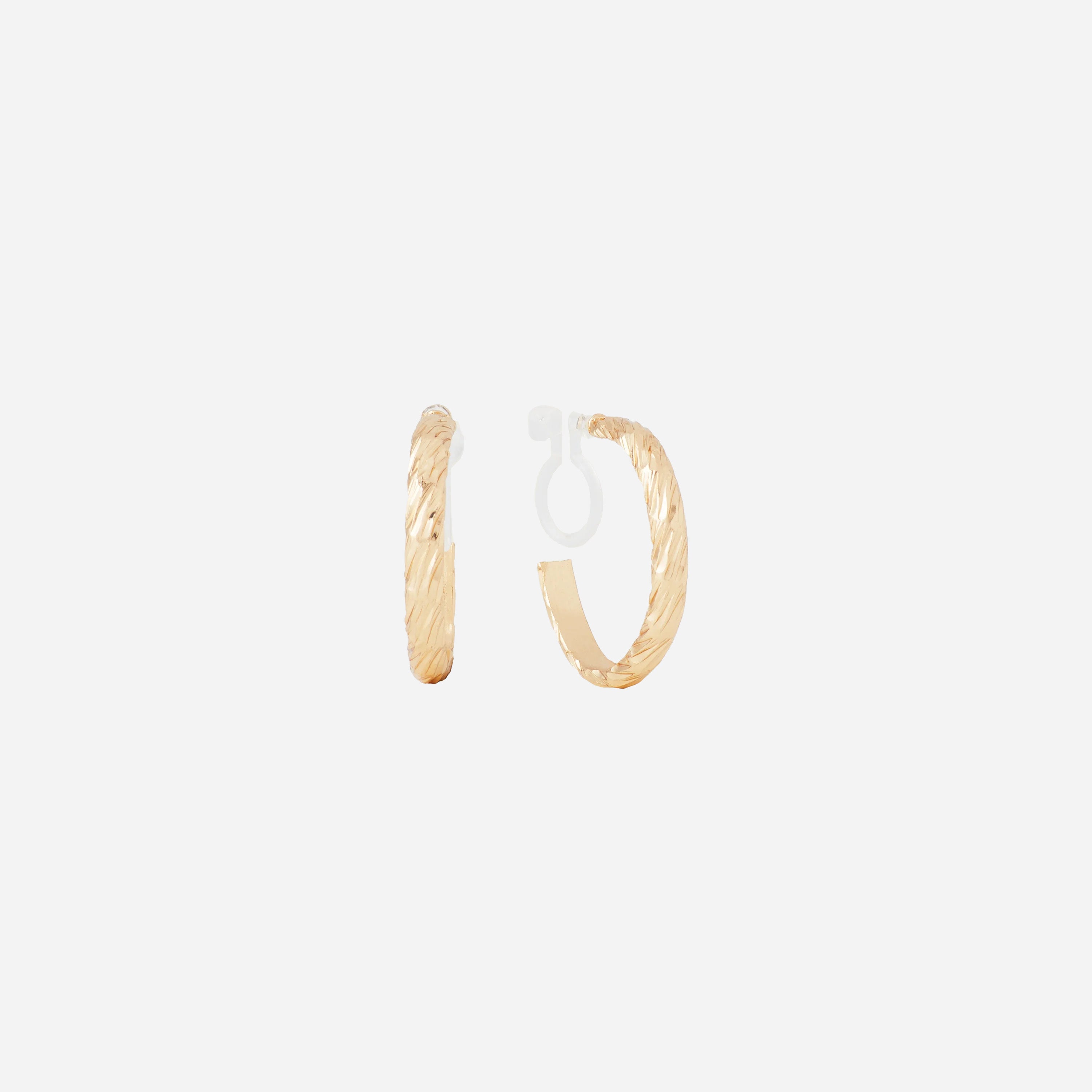 Brushed Twisted Hoop Clip-On Earrings - SOMIY