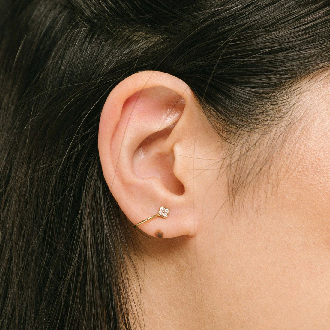 Diamond Four Leaf Clover Ear Cuff