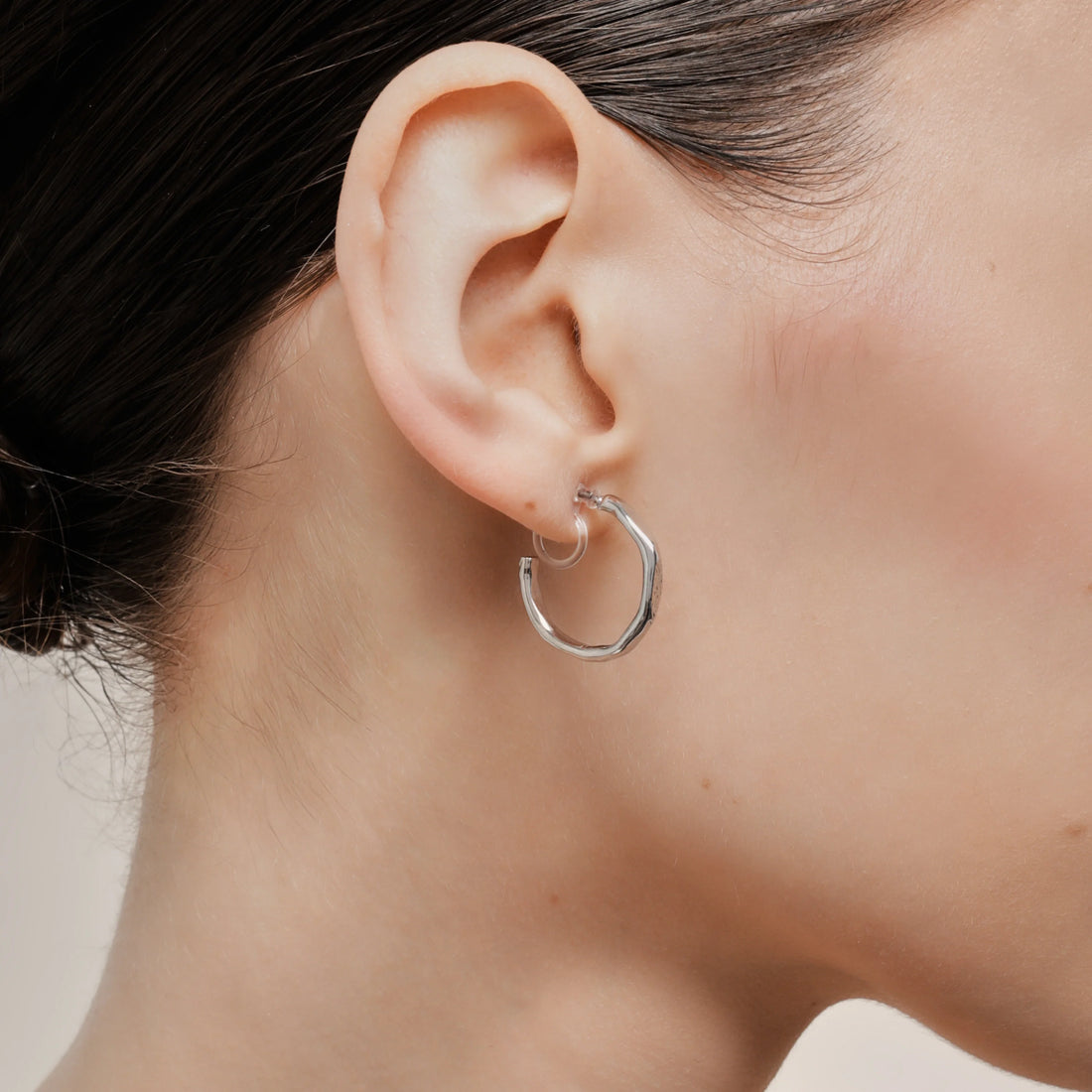 Minimalist Silver C-Hoop Clip-On Earrings