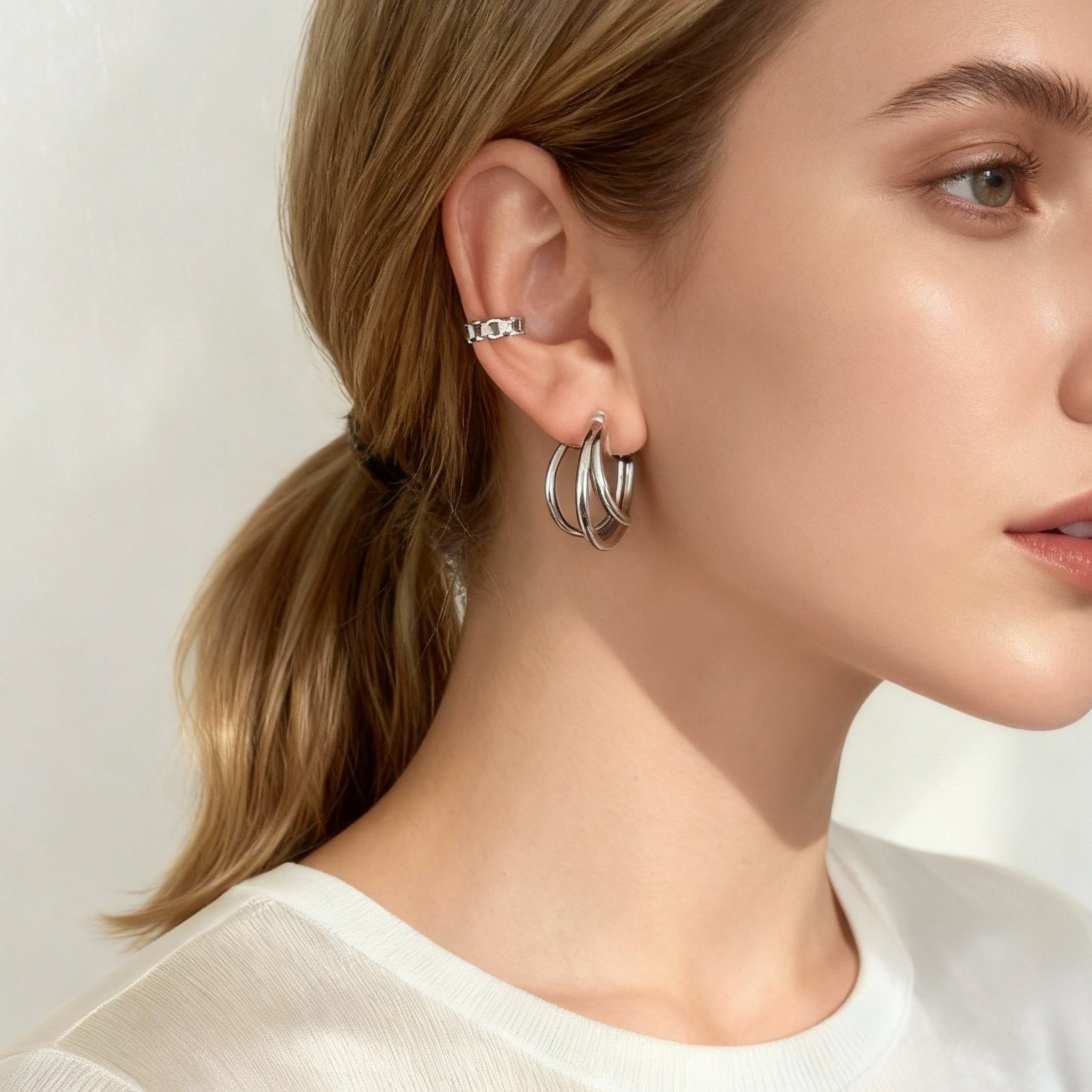 Tre-tråds klämma på ringörhängen