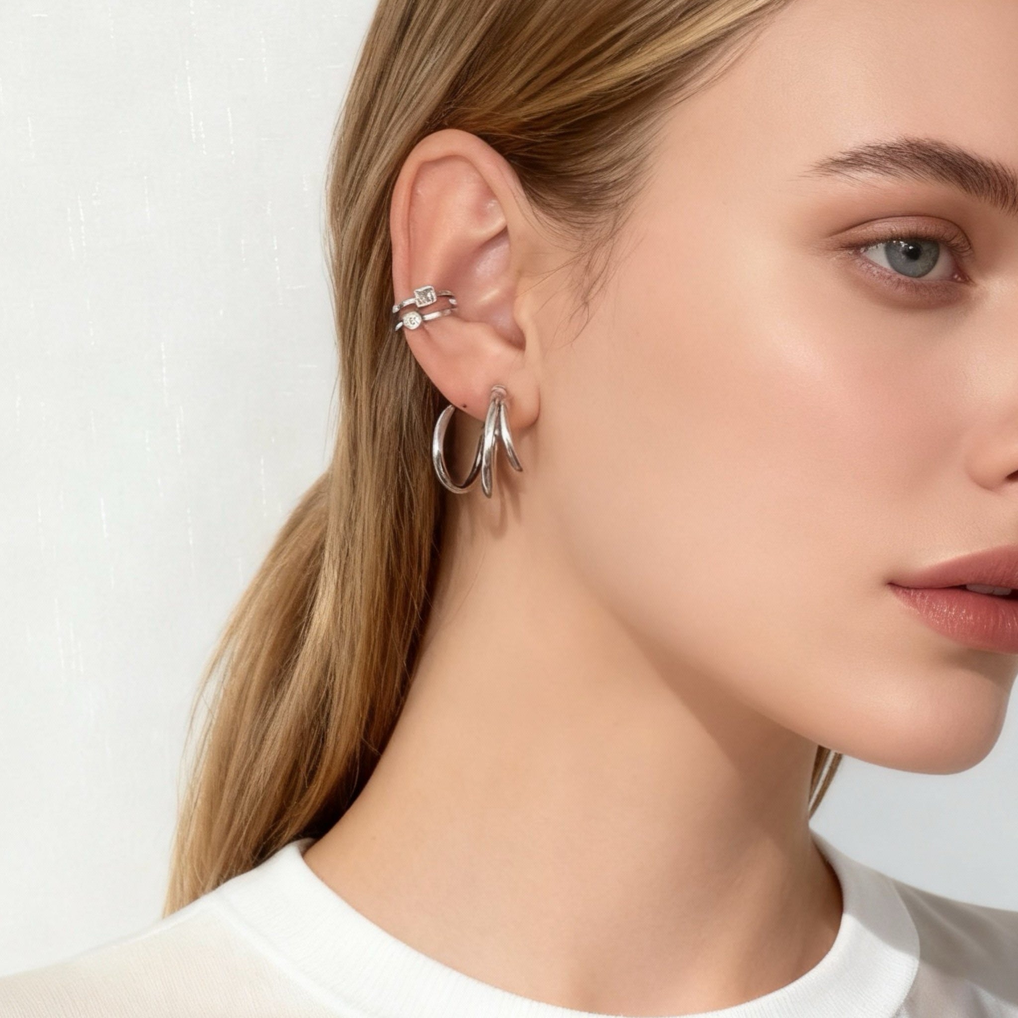 Tre-tråds klämma på ringörhängen