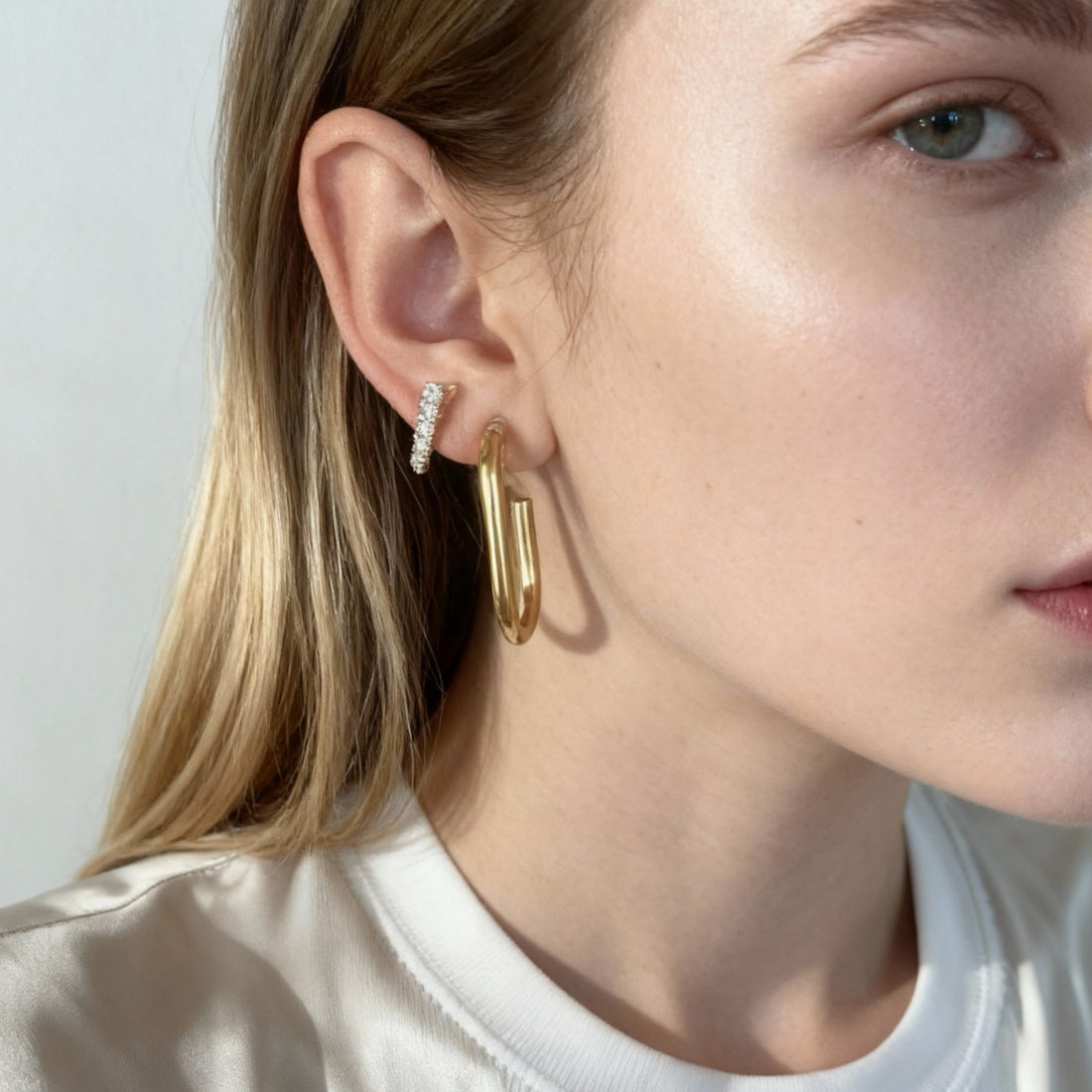 Gold Resin CZstud clip-on earrings by SOMIY – pain-free non-pierced jewelry for everyday wear