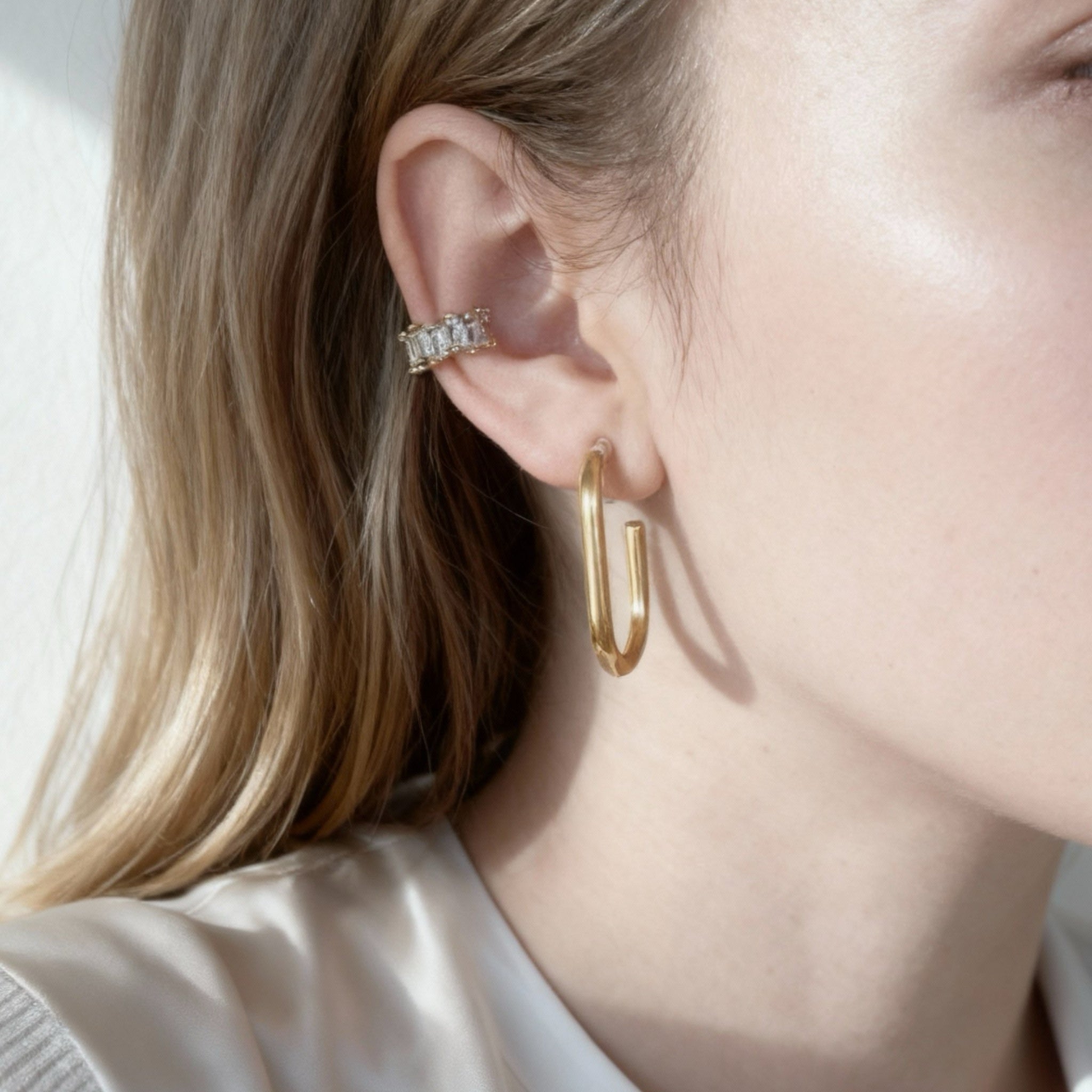 Irregular Rectangular Diamond Ear Cuff