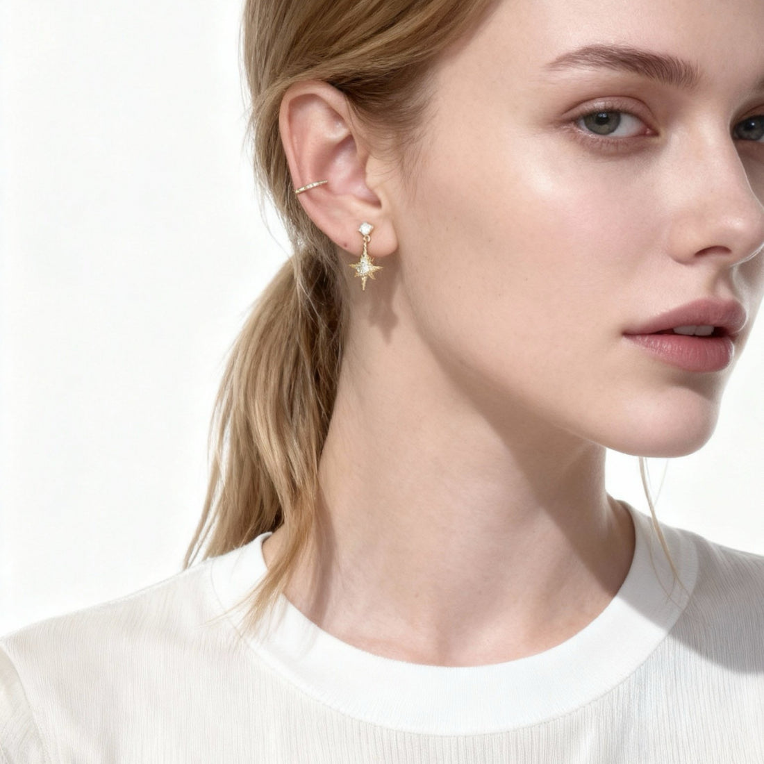 Gold Silver Resin CZdangle clip-on earrings by SOMIY – pain-free non-pierced jewelry for everyday wear