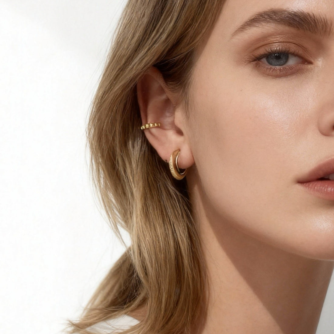 S925 Sterling Silver Geometric Gear Statement Ear Cuff ear cuff for non-pierced ears – SOMIY