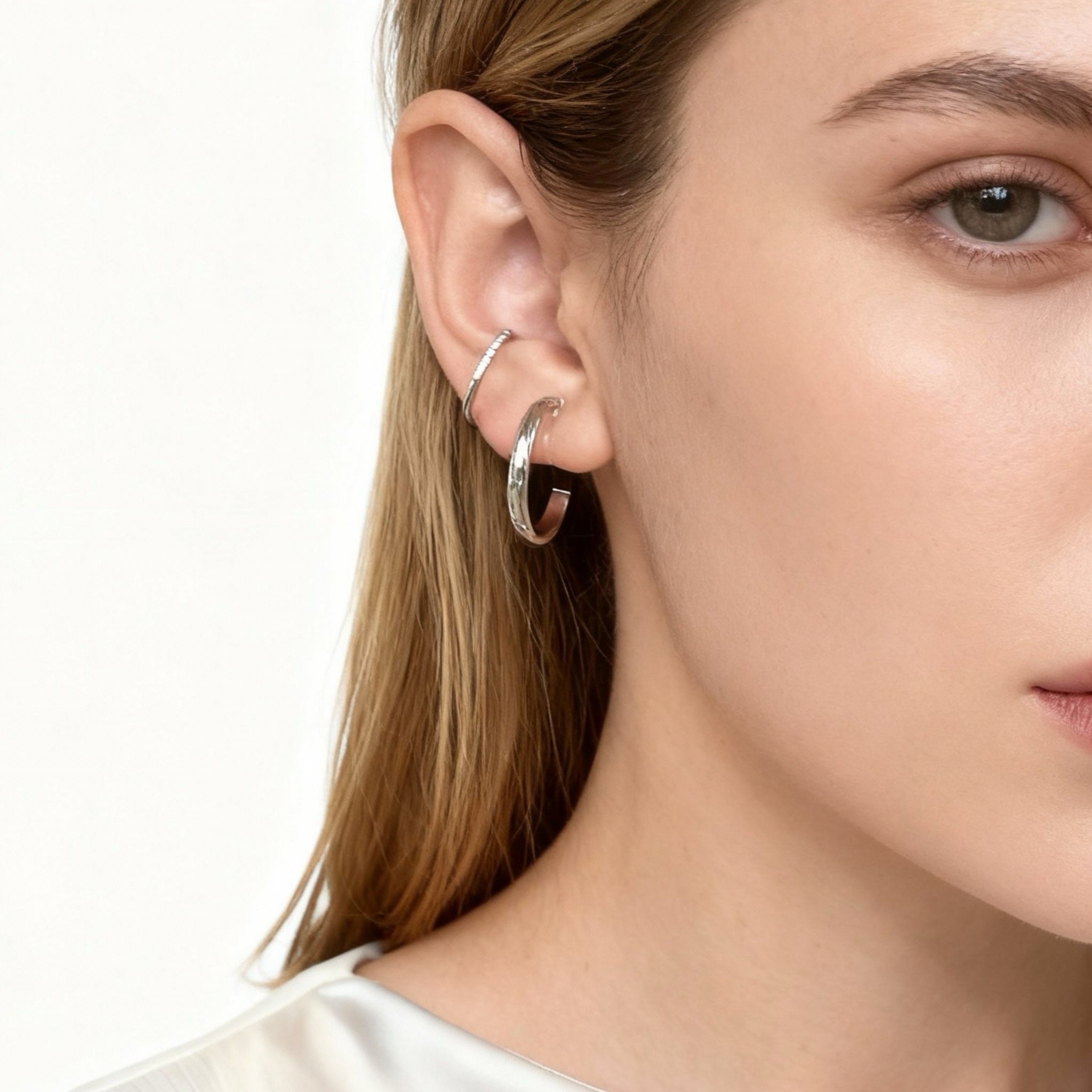 S925 Sterling Silver Micro-Set Zirconia Ear Cuff