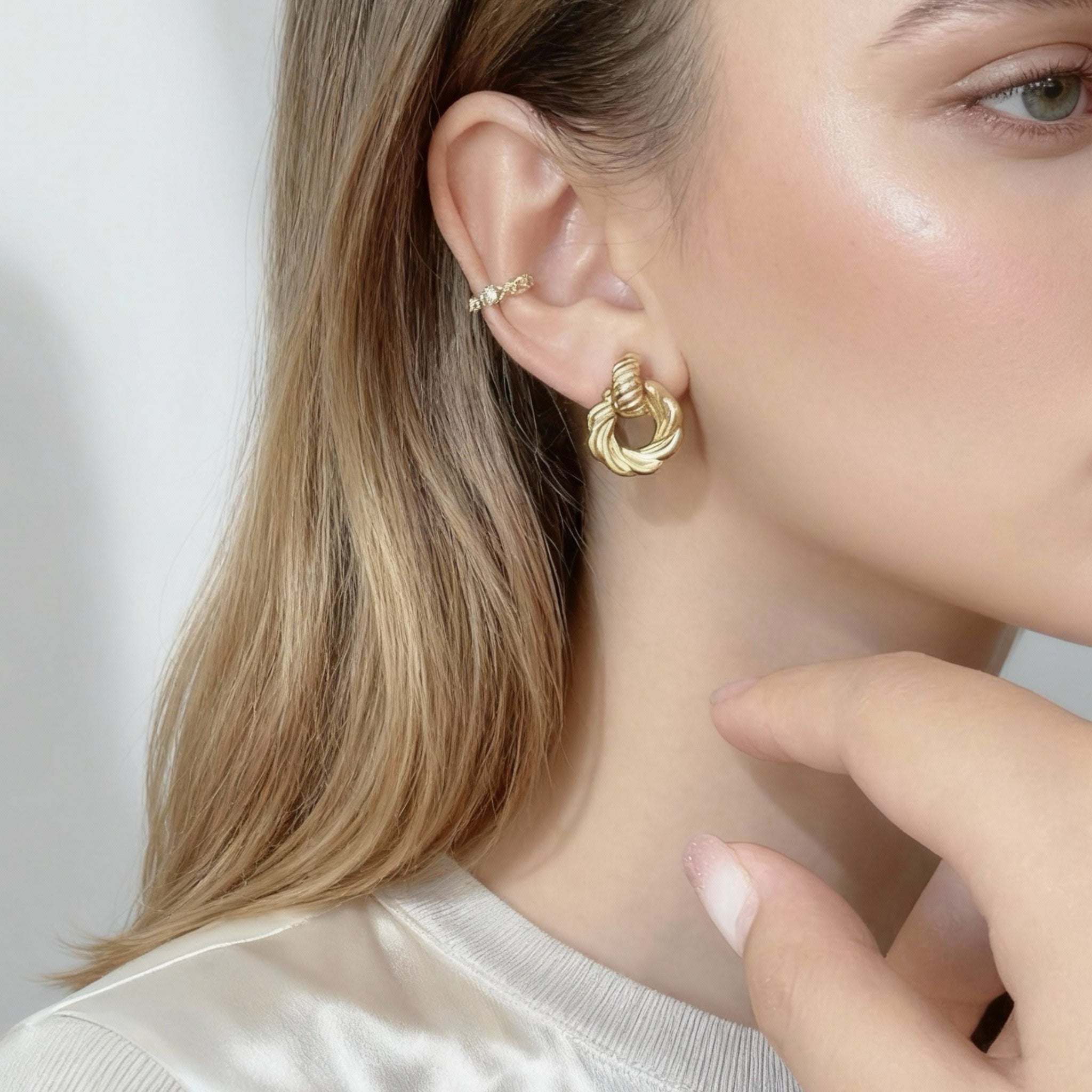 Twist door knocker Clip-On Stud Earrings