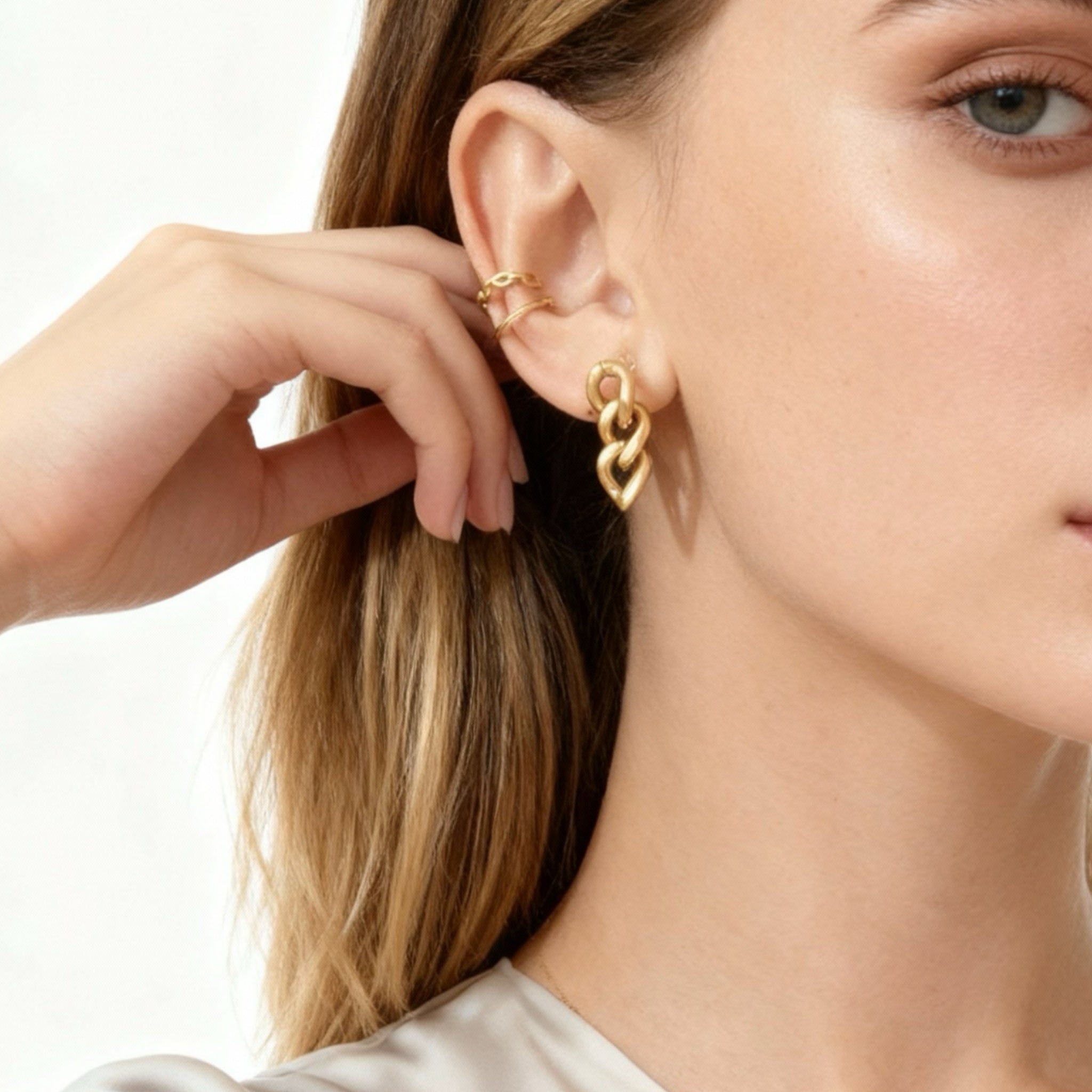 Pendientes cubanos de cadena con clip