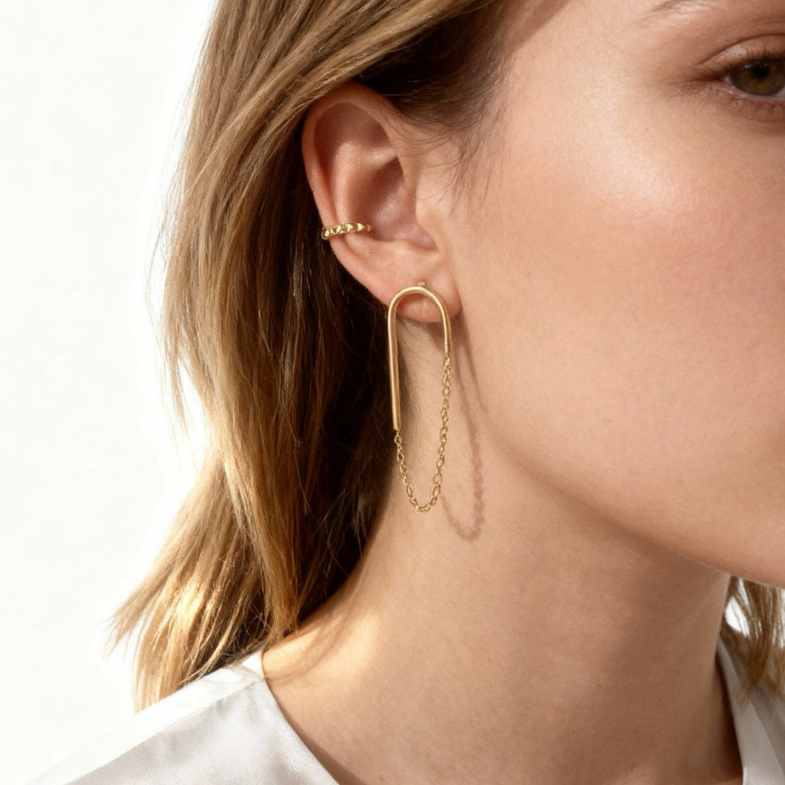 Gold Resindangle clip-on earrings by SOMIY – pain-free non-pierced jewelry for everyday wear