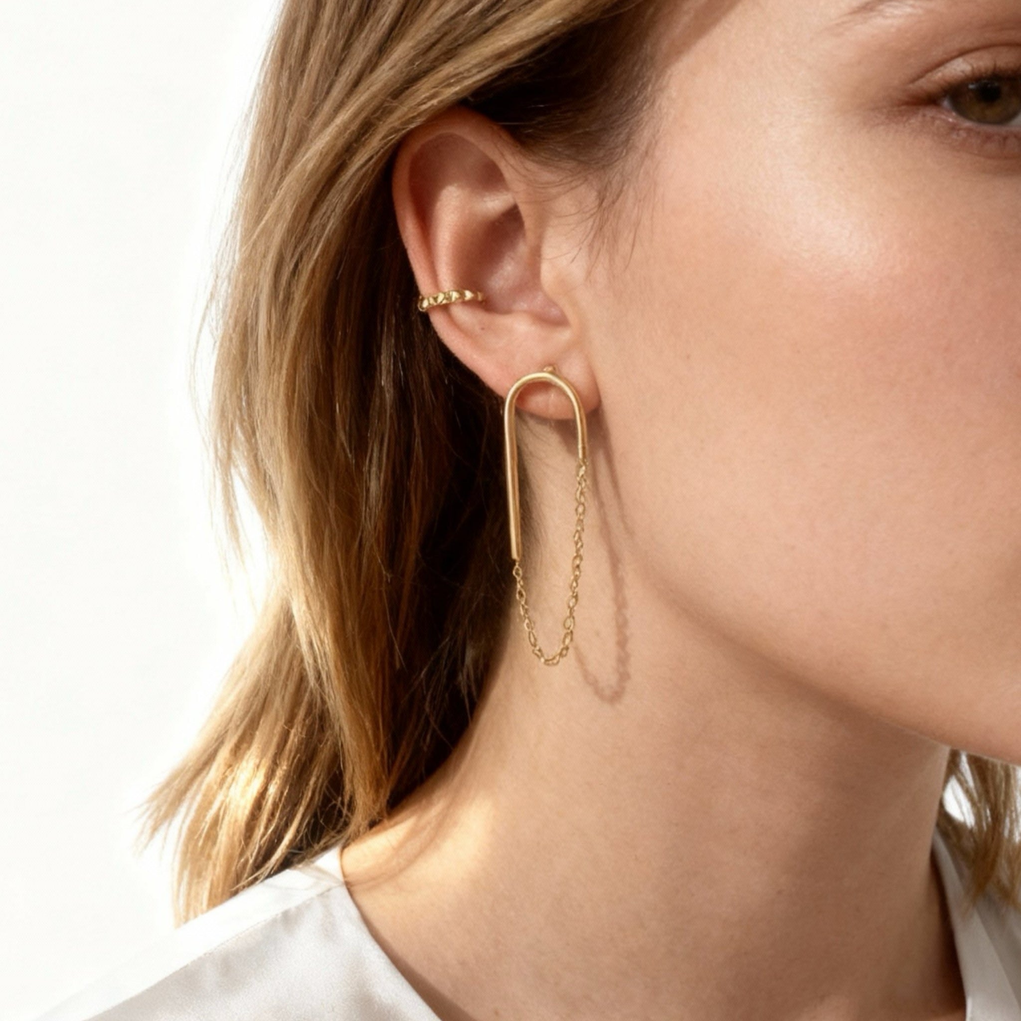 Pendientes de cadena con clip en forma de U