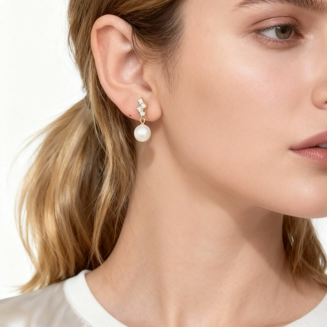 Gold Silver Pearl Resinstud clip-on earrings by SOMIY – pain-free non-pierced jewelry for everyday wear